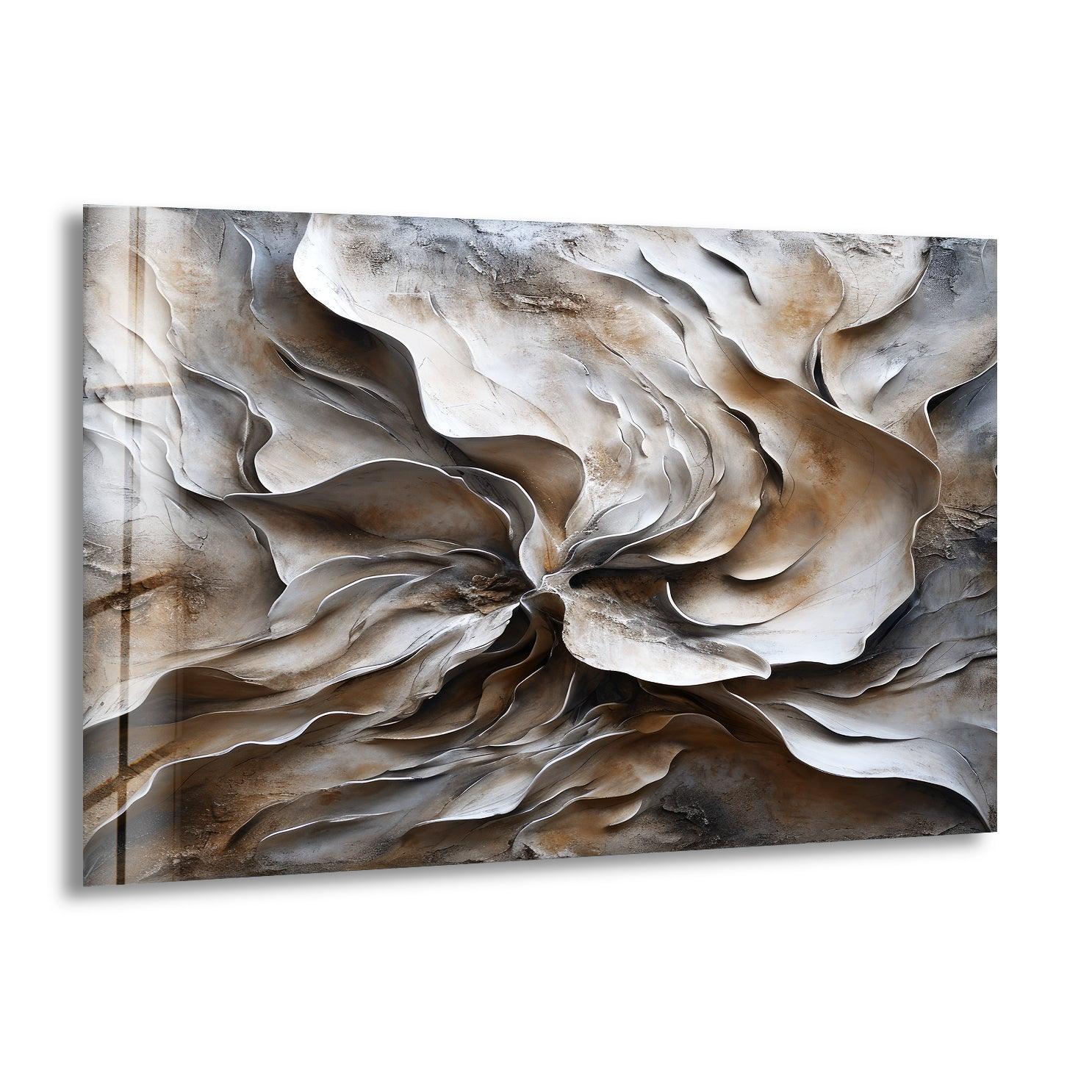 Abstract Embossed Painting Glass Wall Art - Modern Home Decor for Living Room, Bedroom & Office - Elegant 3D Textured Glass Artwork