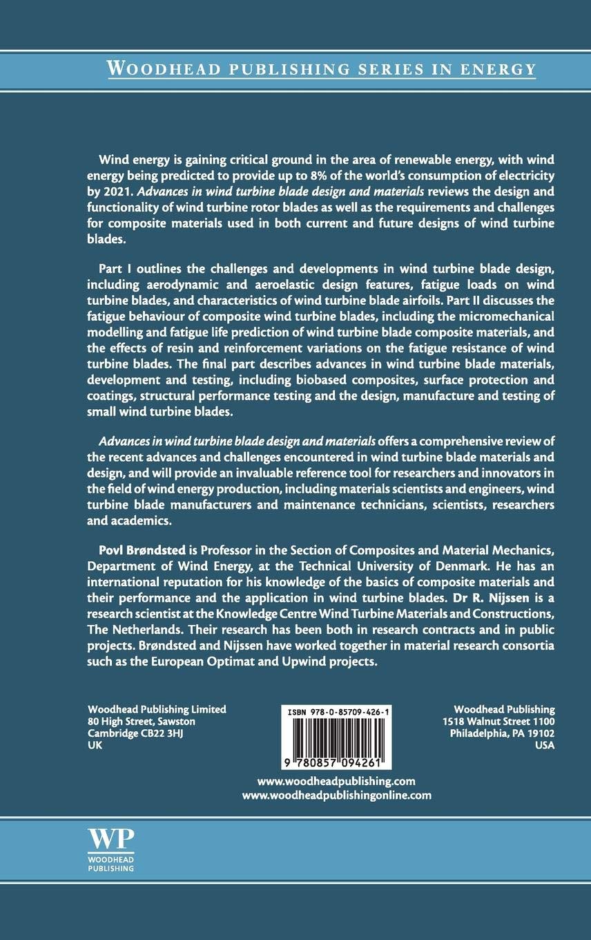 Advances in Wind Turbine Blade Design and Materials - Woodhead Publishing Energy Series | Renewable Energy Technology for Wind Farms & Sustainable Power Generation