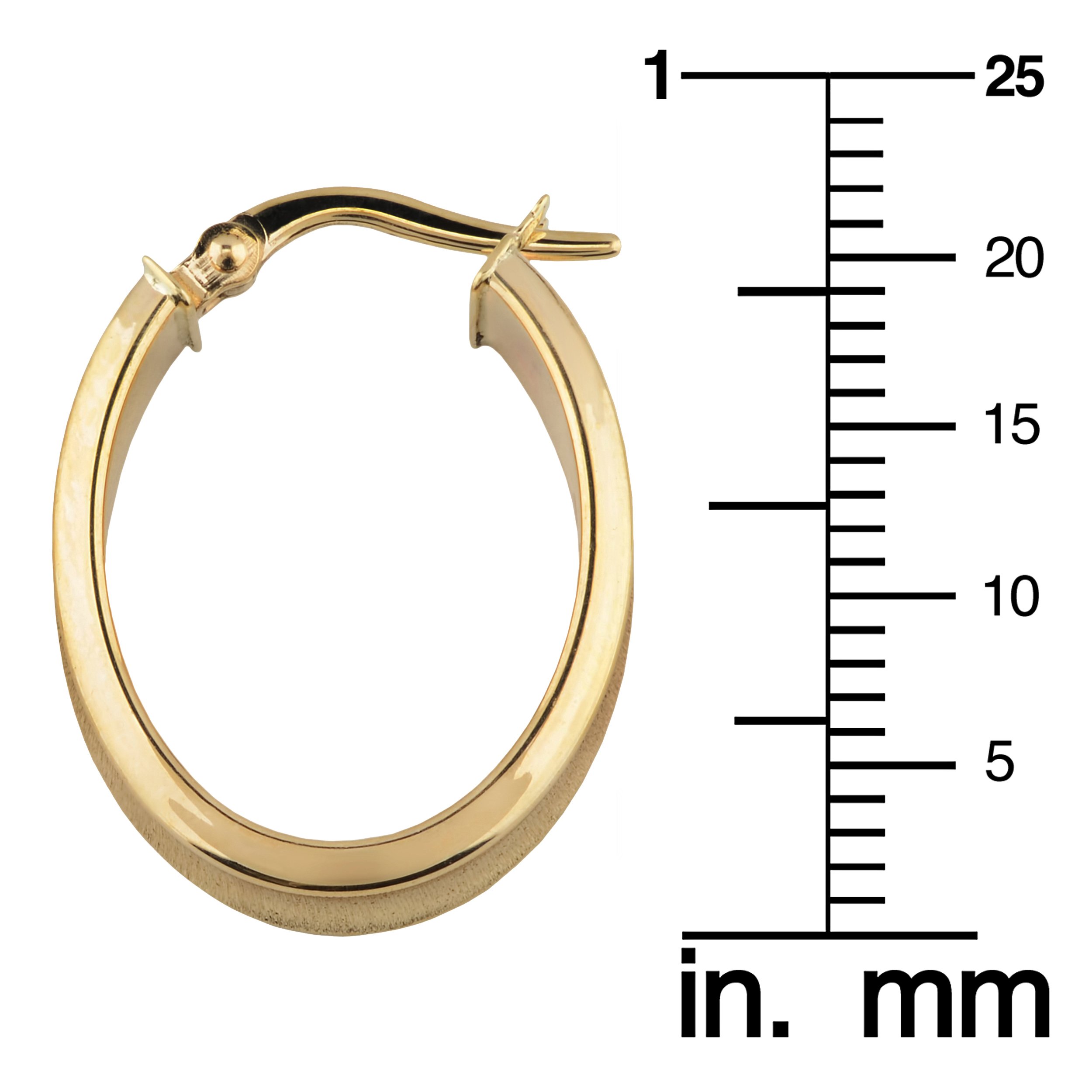 10k Yellow Gold Oval Hoop Earrings for Women - Satin & High Polish Finish | Elegant Everyday Jewelry, Perfect for Work, Date Night & Special Occasions