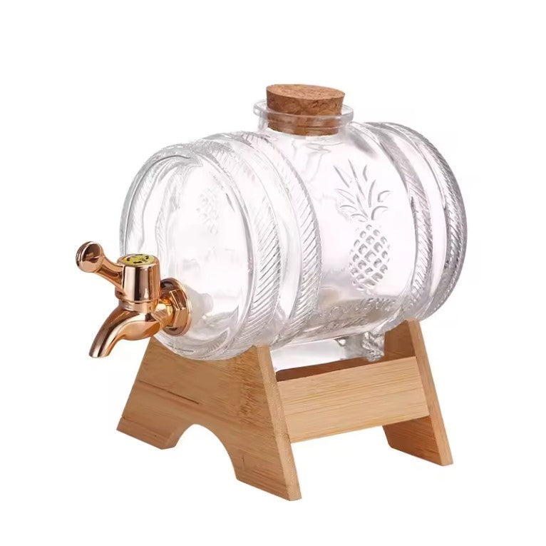 1L Glass Barrel with Lid - Premium Clear Glass Jar for Home Brewing, Fermenting, Storage & DIY Crafts - Perfect for Kombucha, Pickles, Honey, Candles & More