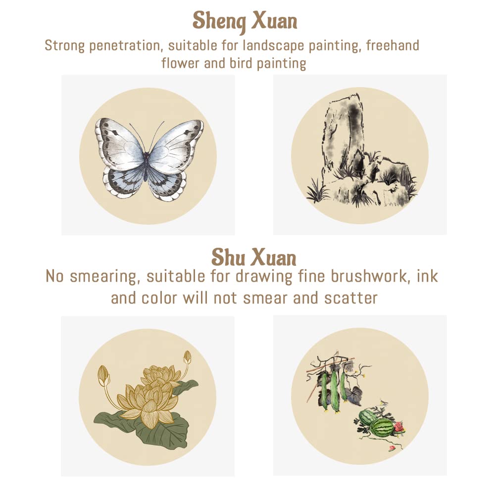 10 Sheets Soft Shikishi Paper - Premium Pre-Mounted Xuan Paper for Chinese Calligraphy & Sumi-e Painting | Blank Round Rice Paper for DIY Crafts, Graffiti & Wall Art Decoration (Sheng Xuan C) | Perfect for Home Decor, Gift Wrapping & Traditional Asian Art Projects