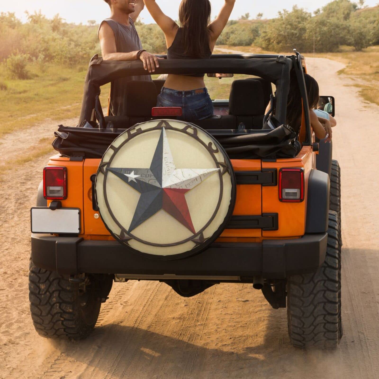 Western Texas Stars Spare Tire Cover - 17 Inch Dust-Proof Wheel Protector for Trailers, RVs, SUVs & Vehicles | Durable Outdoor Accessory for Camping & Road Trips