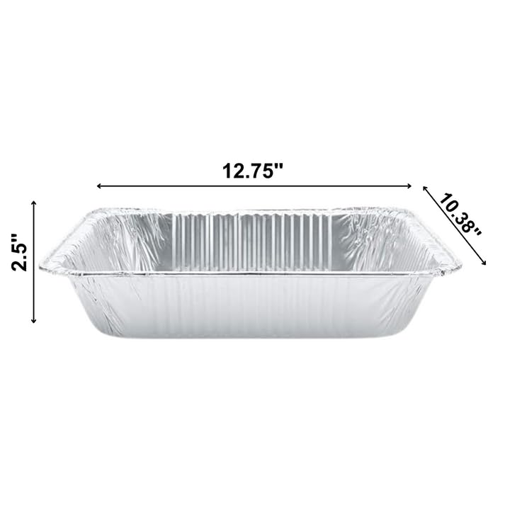 9 x 13 Inch Deep Half Size Disposable Aluminum Pans - Heavy Duty Baking Pans for Thanksgiving, Roasting, Meal Prep & Leftovers (Pack of 500) - Perfect for Catering, Restaurants & Home Cooking