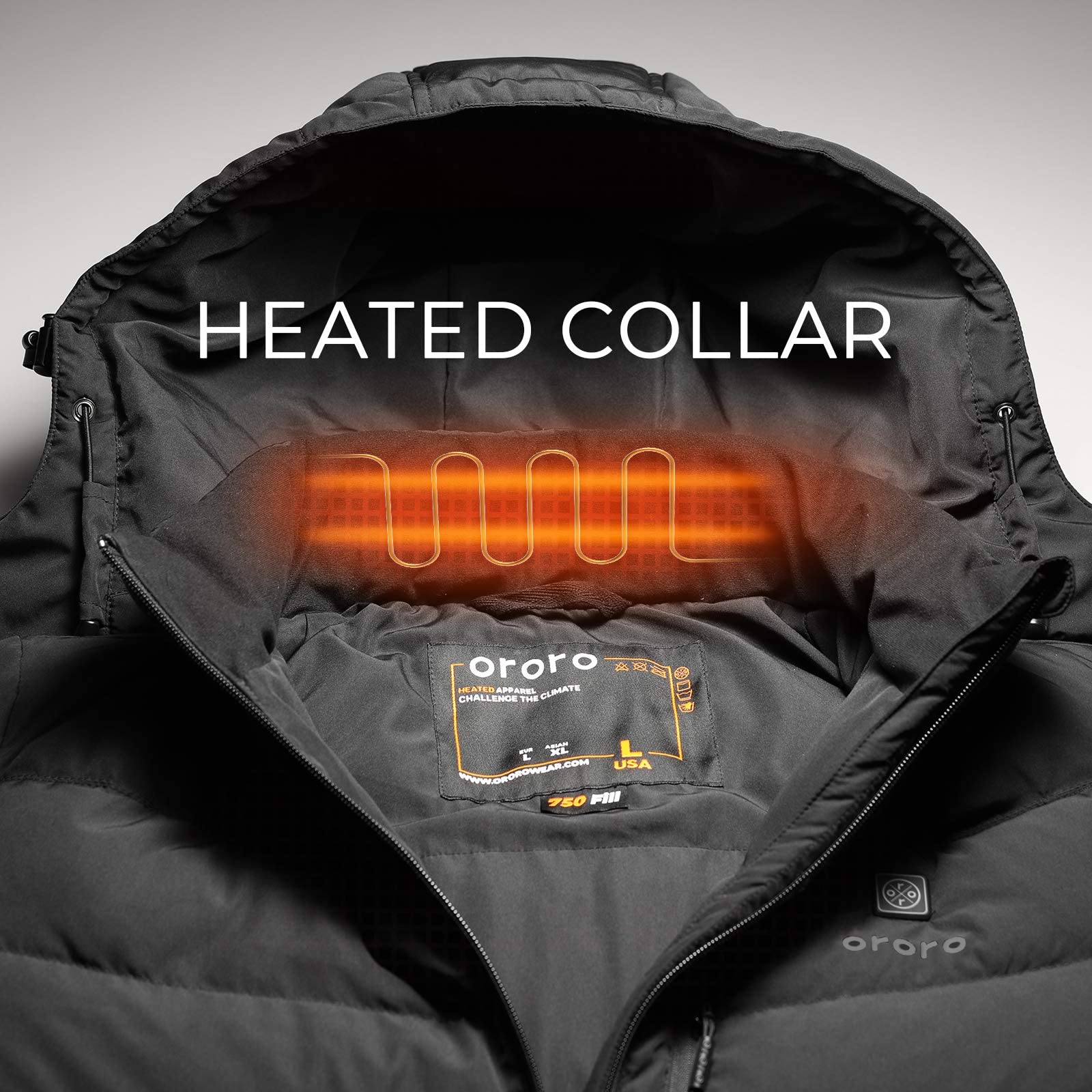 ORORO Men's Heated Down Jacket with Rechargeable Battery - Lightweight Winter Heated Coat for Cold Weather, Outdoor Activities & Work | USB-Powered Warm Jacket for Hunting, Skiing & Commuting