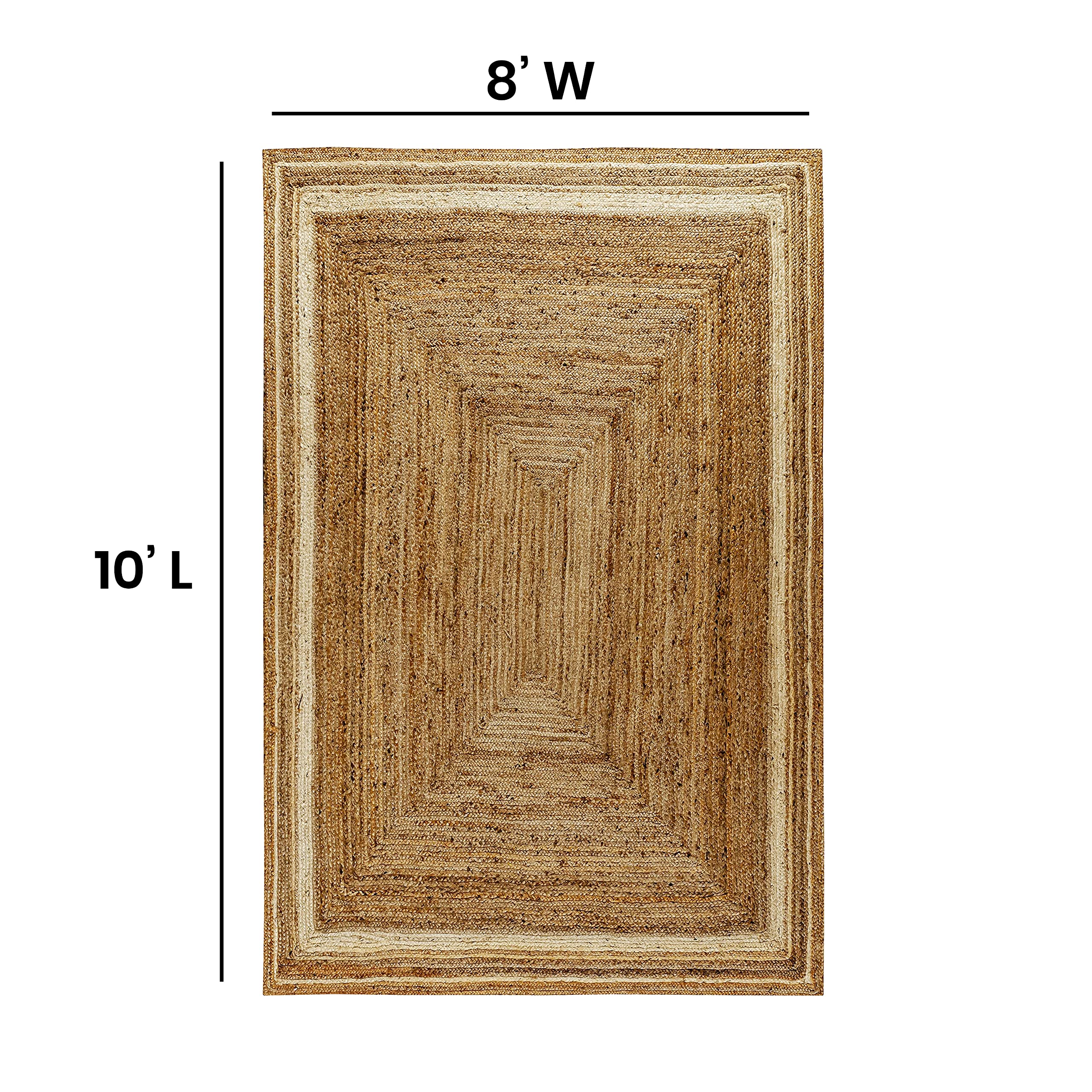 Flash Furniture Prima Natural Fiber Jute Area Rug 8' x 10' - Braided Indoor Jute Rug for Living Room, Bedroom & Office - Eco-Friendly Home Decor