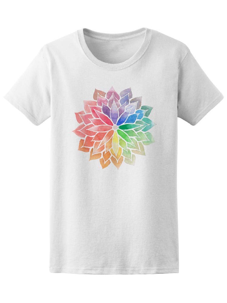 Rainbow Watercolor Lotus Mandala Women's T-Shirt | Boho Chic Yoga & Meditation Top | Casual Summer Graphic Tee for Women | Perfect for Festivals, Beach Days & Spiritual Retreats