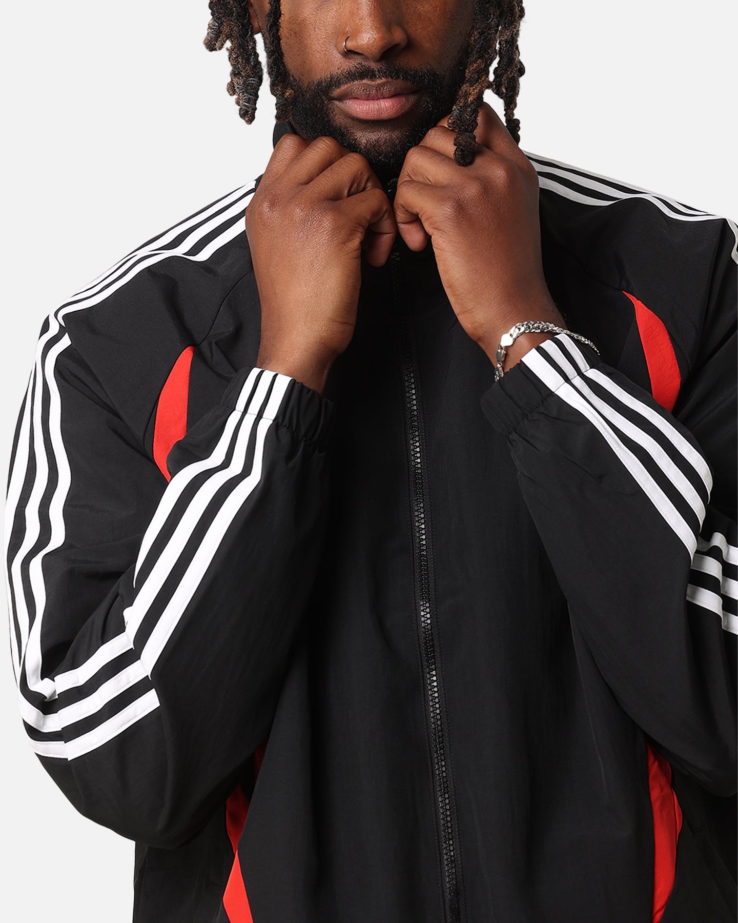 Adidas Archive Track Jacket for Men - Black/Red Athletic Running Jacket with Zipper - Lightweight Windbreaker for Jogging, Gym & Outdoor Sports
