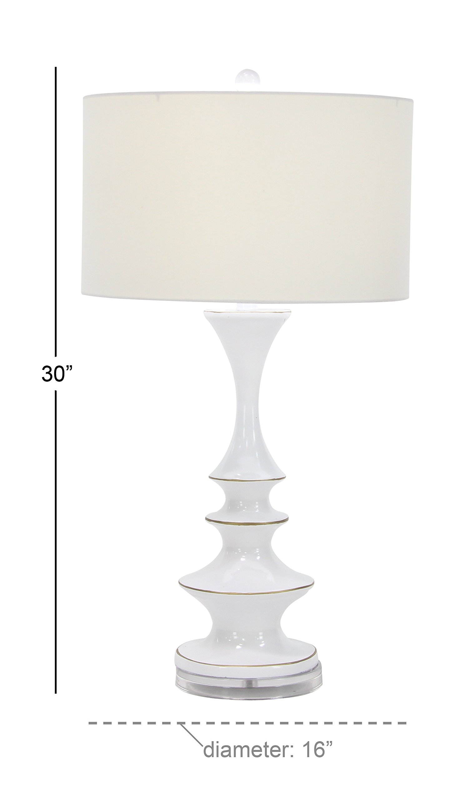 Deco 79 Modern White Polystone Table Lamp with Gold Accents - 16