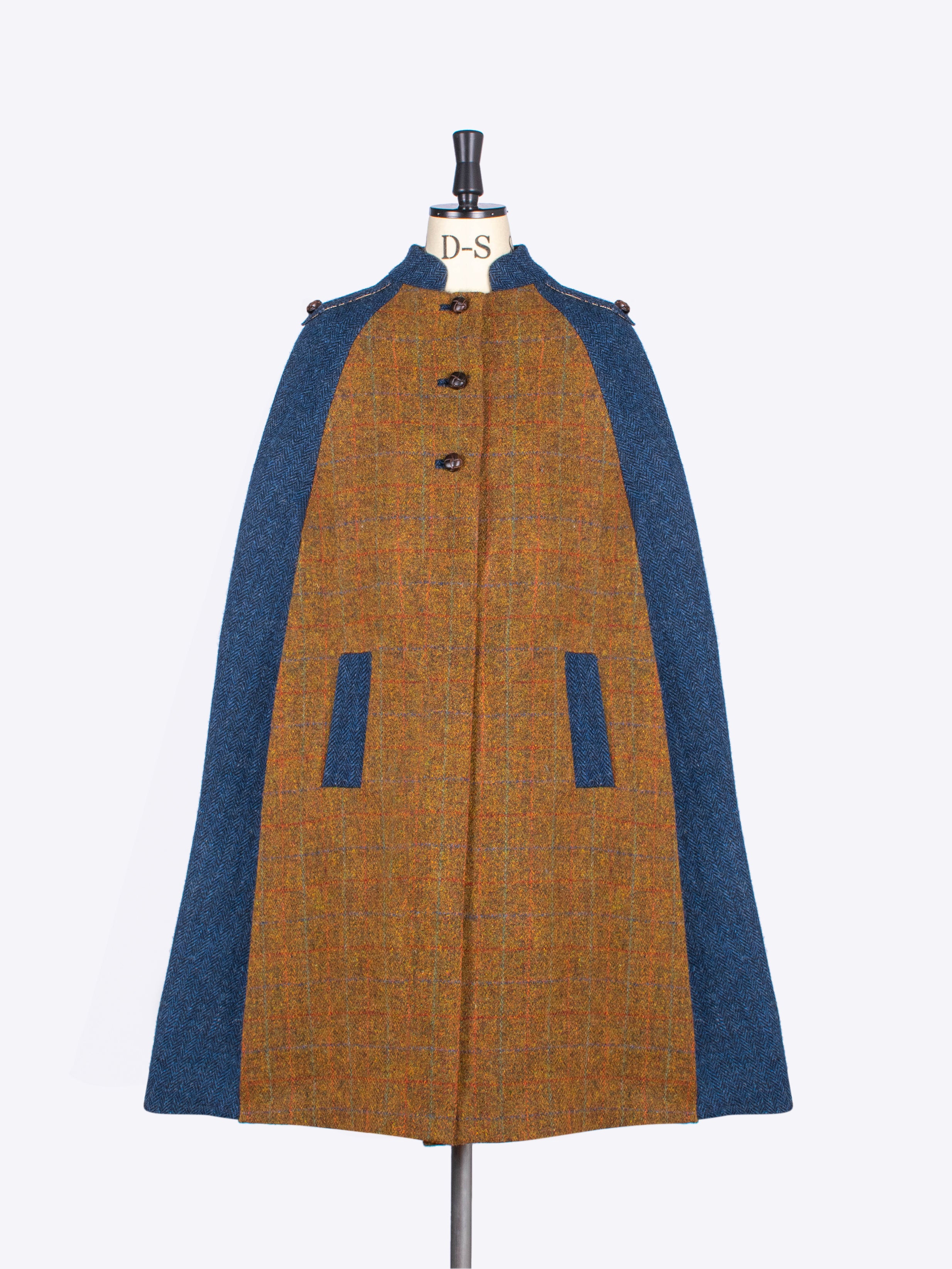 Stylish Long Cape Coat in Rust & Navy Colors - Perfect for Fall Fashion, Outdoor Adventures, and Evening Events