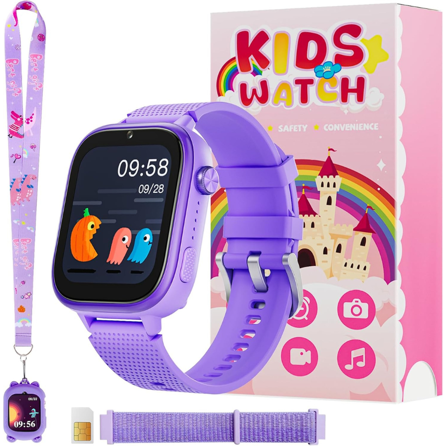 OKYUK Kids Smartwatch 4G LTE GPS Tracker with SIM Card - Waterproof & Durable for Boys & Girls - Perfect for School, Outdoor Play & Safety Tracking