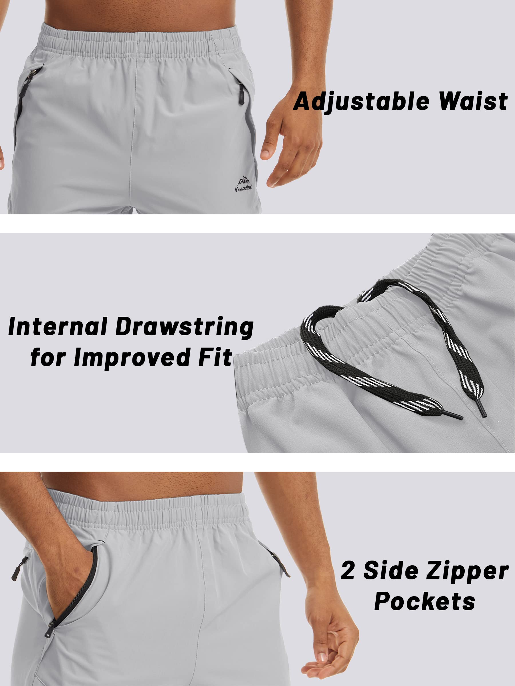 TACVASEN Men's Quick-Dry Hiking 3/4 Long Capri Shorts - Athletic Workout Running Shorts with Zipper Pockets - Perfect for Outdoor Adventures, Gym & Travel