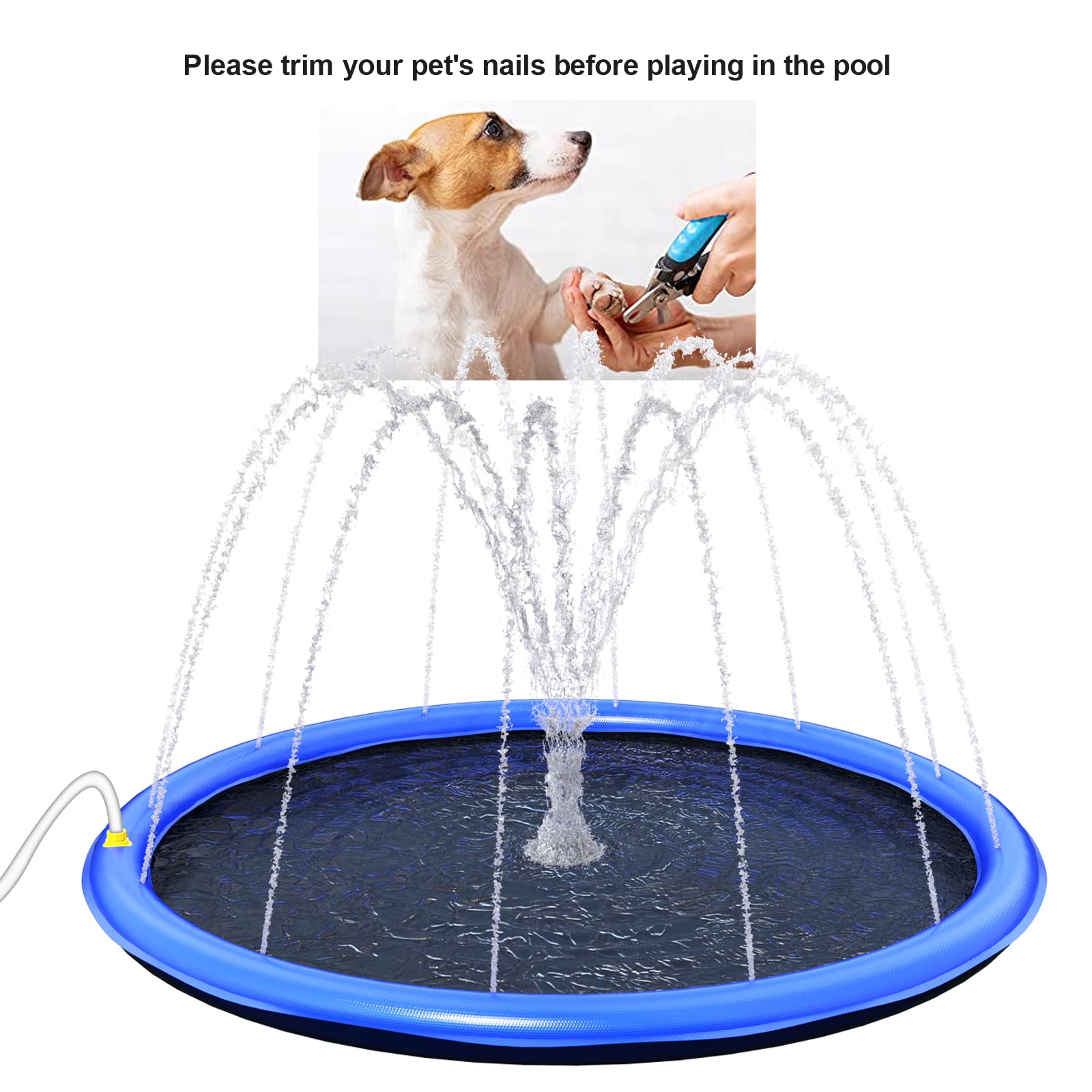Non-Slip Thickened Splash Pad for Small Dogs - Durable Outdoor Pet Sprinkler Pool, Summer Water Play Mat & Backyard Fountain Toy for Puppies, Perfect for Gardens, Patios, and Pet Playdates