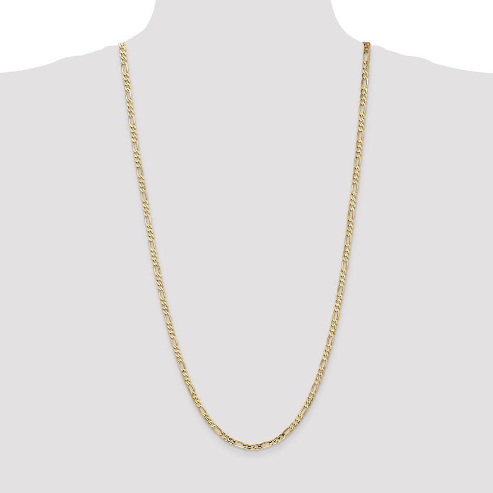 The Black Bow 4mm 14k Yellow Gold Open Concave Figaro Chain Necklace - Perfect for Elegant Evening Events and Stylish Everyday Wear