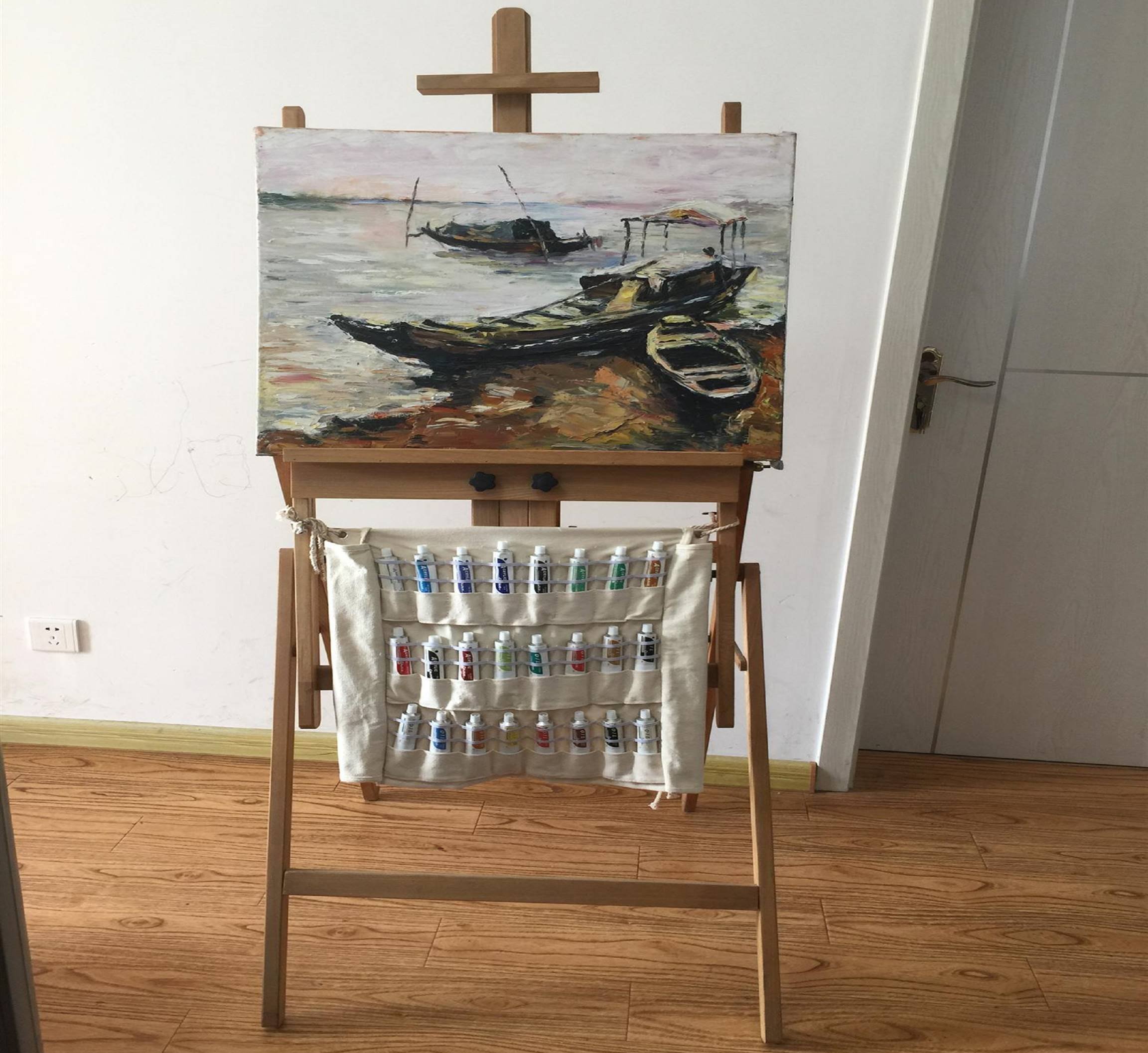 Premium 24-Slot Roll-Up Paint Tube Organizer - Durable Canvas Storage for 12mL (0.41 fl oz) Oil & Acrylic Paints - Compact Travel Art Supply Case for Artists, Students & Hobbyists - Perfect for Studio, Classroom & Outdoor Painting