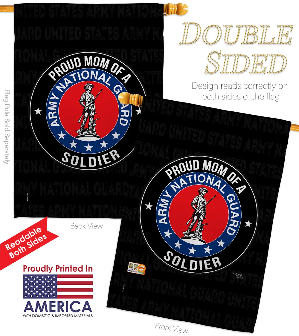 Proud Military Mom Garden Flag - Double-Sided 28x40 Inch USA-Made Army National Guard Yard Banner for Veterans & Armed Forces - Perfect for Front Yard, Porch Decor & Patriotic Gift Giving
