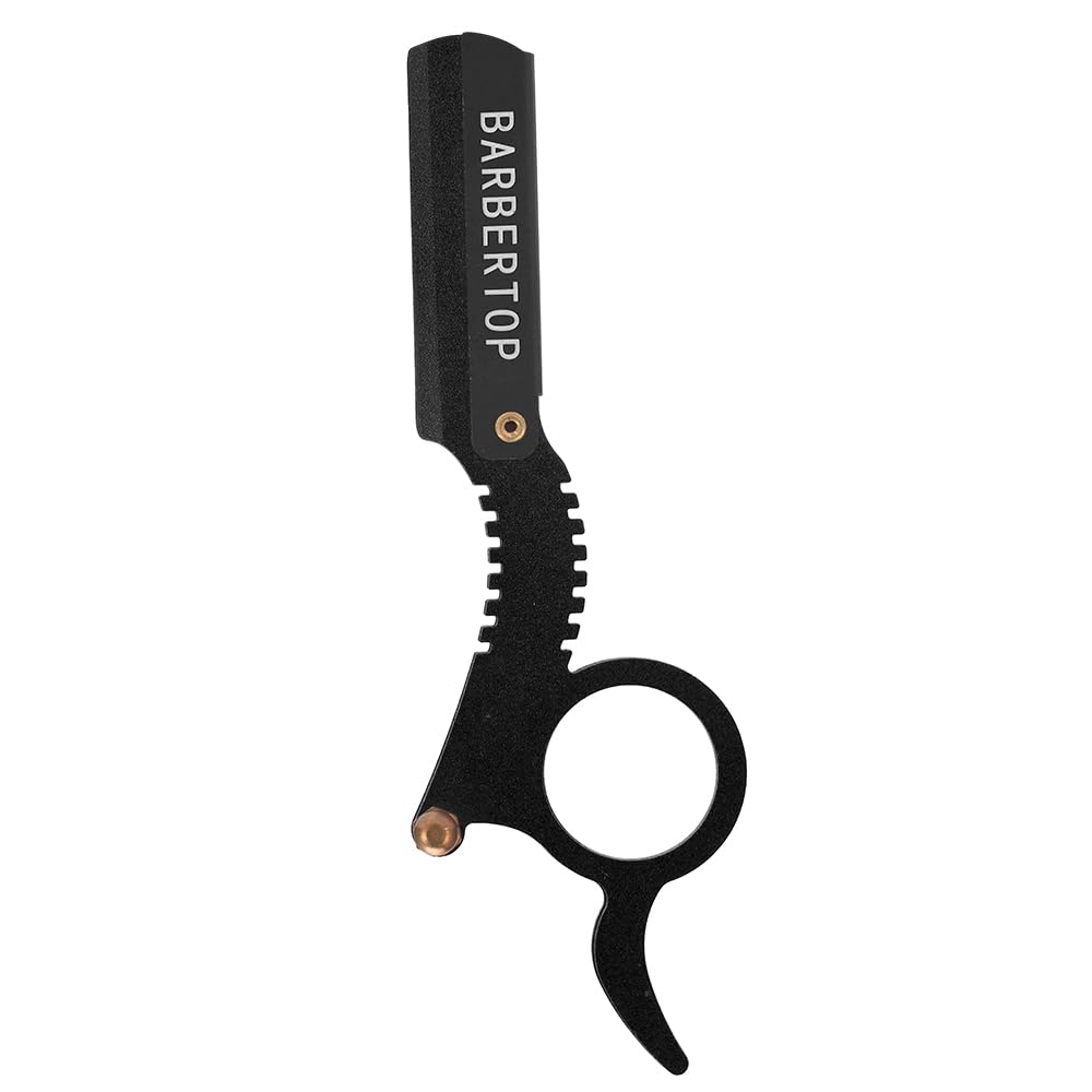 Professional Straight Edge Razor for Men - Barber Straight Razor with Single Ring, Compatible with Double Edge Blades - Titanium Beard Shaper & Precision Shaving Tool for Beard Grooming, Barber Shaving & Gift for Men - Perfect for Home Use, Salon & Professional Barbers