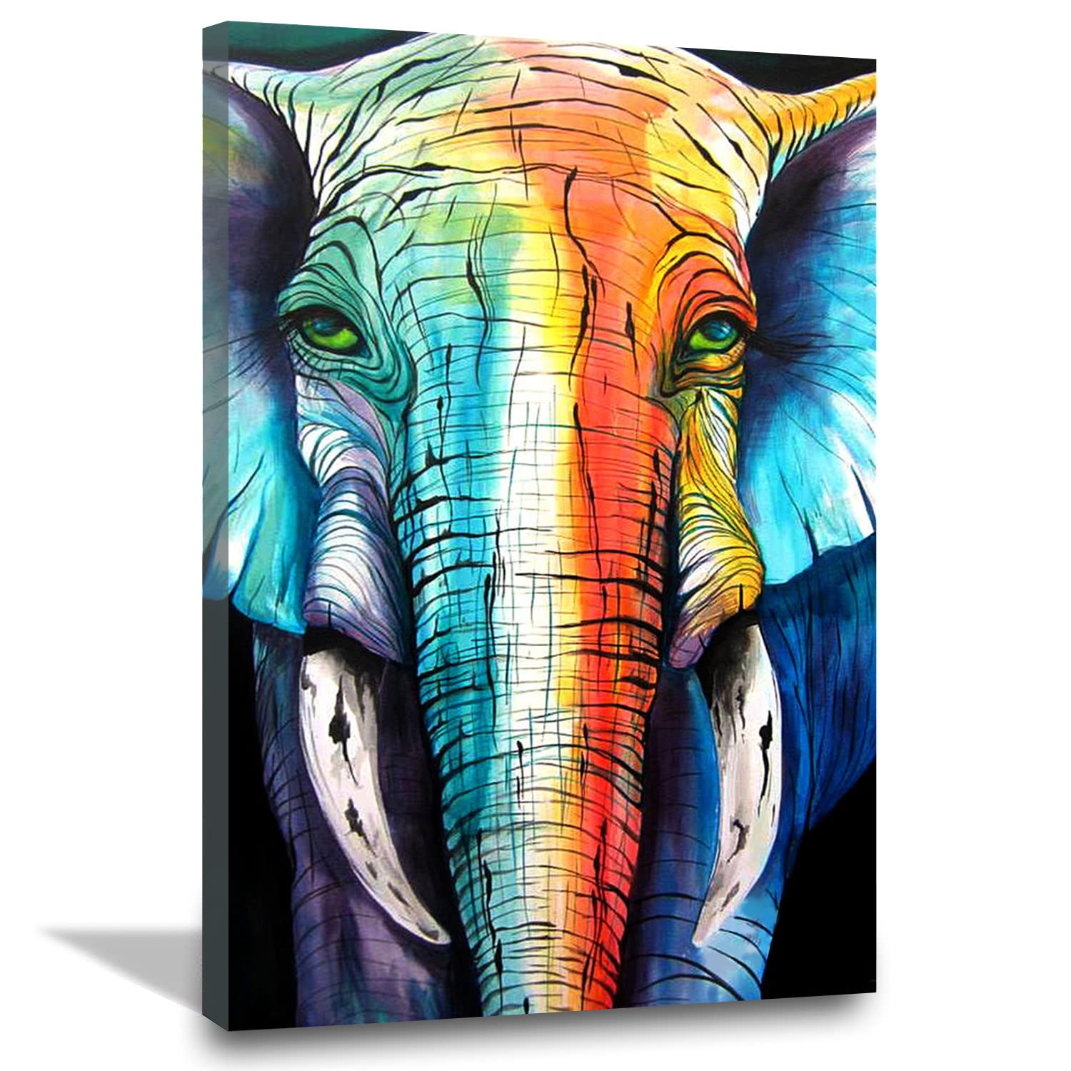 Modern Elephant Canvas Wall Art - Abstract Oil Painting Print Poster for Home, Office, Bedroom Decor - Ready to Hang 20x30inch (50x75cm) - Perfect for Living Room, Bathroom, Kitchen & Hotel Decoration