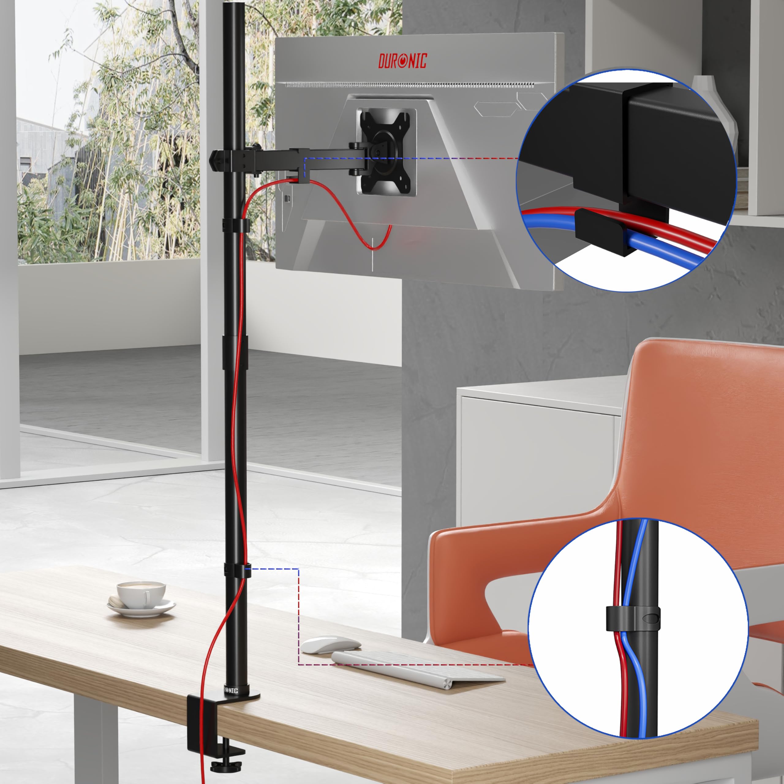 Duronic Single Monitor Stand DMT151X2 - Adjustable Monitor Arm Desk Mount for 13-32
