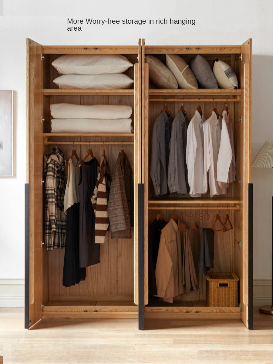 Solid Oak Wood Wardrobe - Modern High Closet for Bedroom & Living Room Storage | Durable & Stylish Furniture for Home Organization