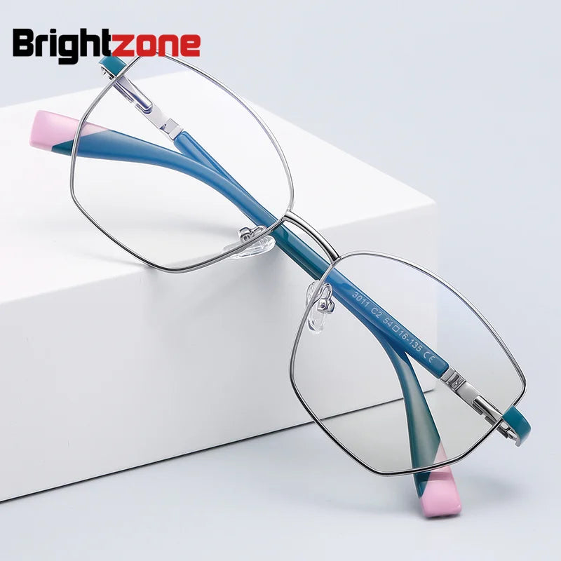 Brightzone Women's Full Rim Square Cat Eye Alloy Eyeglasses Frame 73011 - Stylish & Lightweight for Work, Reading & Fashion Accessories
