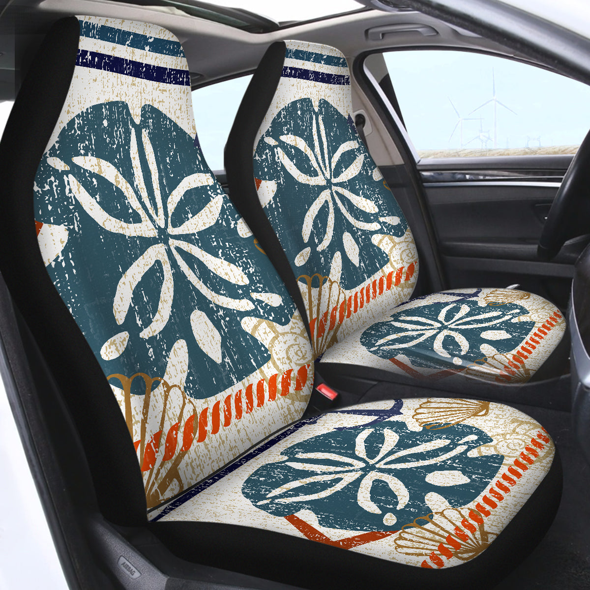 Beachy Sand Dollar Car Seat Cover - Waterproof & Non-Slip Seat Protector for Cars, SUVs, Trucks - Perfect for Beach Trips, Road Trips & Everyday Use