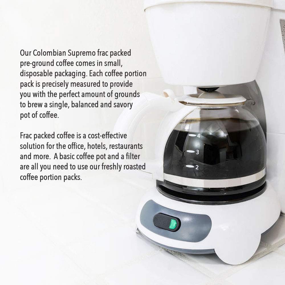 Premium Colombian Fresh Roasted Kosher Coffee - Pre-Ground in Convenient 2.25oz Fractional Packs (96 Count) - Perfect for Offices, Restaurants & Home Brewing