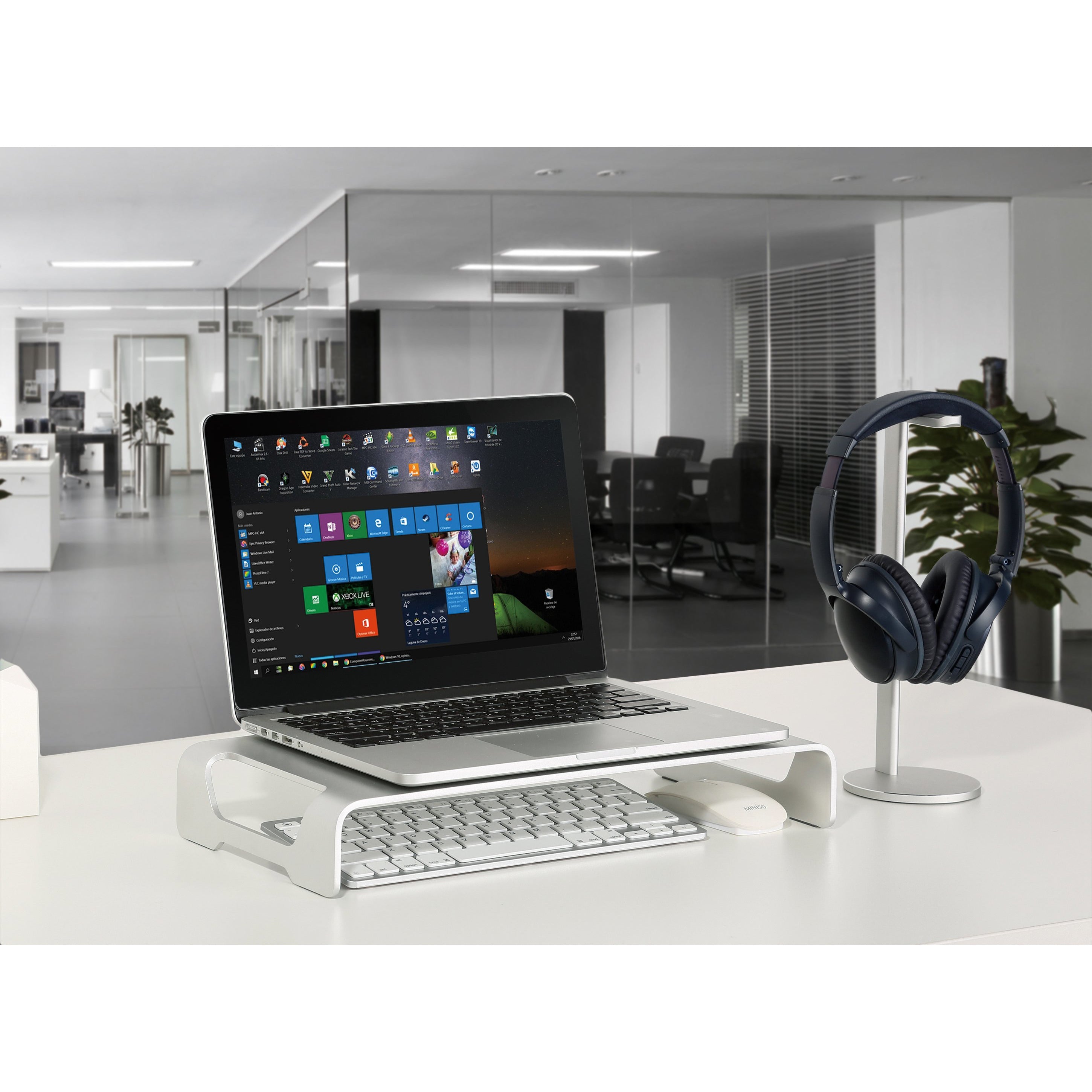 16-inch Aluminum Monitor Stand Riser - Ergonomic Desk Organizer for Laptop, Computer & Office Accessories - Perfect for Home & Workspace Setup