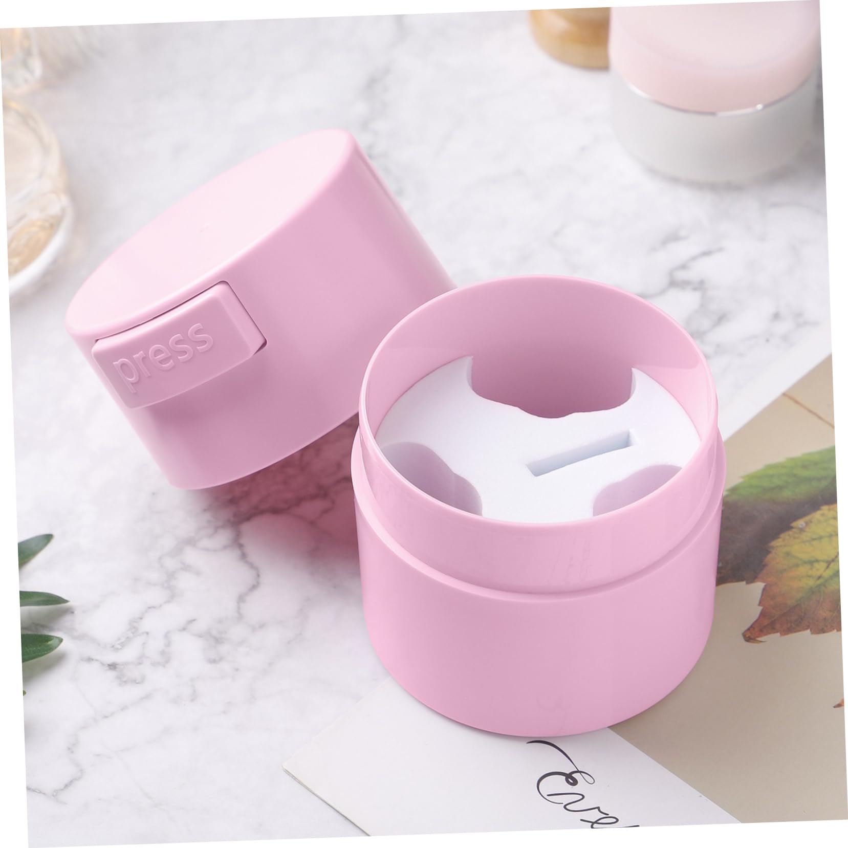 Beaupretty Eyelash Glue Jar - Sealed Lash Storage Box with Lid, Pink Cosmetic Organizer for Eyelash Extension Supplies | Perfect for Salon, Home & Travel Use
