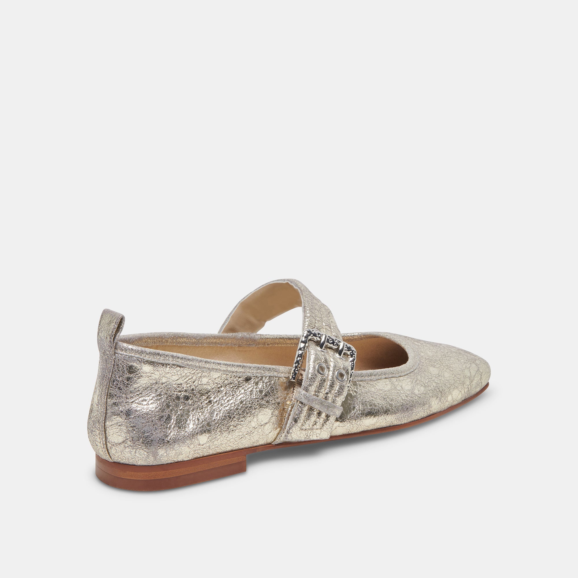 Arora Platinum Distressed Leather Ballet Flats for Women - Comfortable & Stylish Slip-On Shoes for Work, Travel & Casual Outings