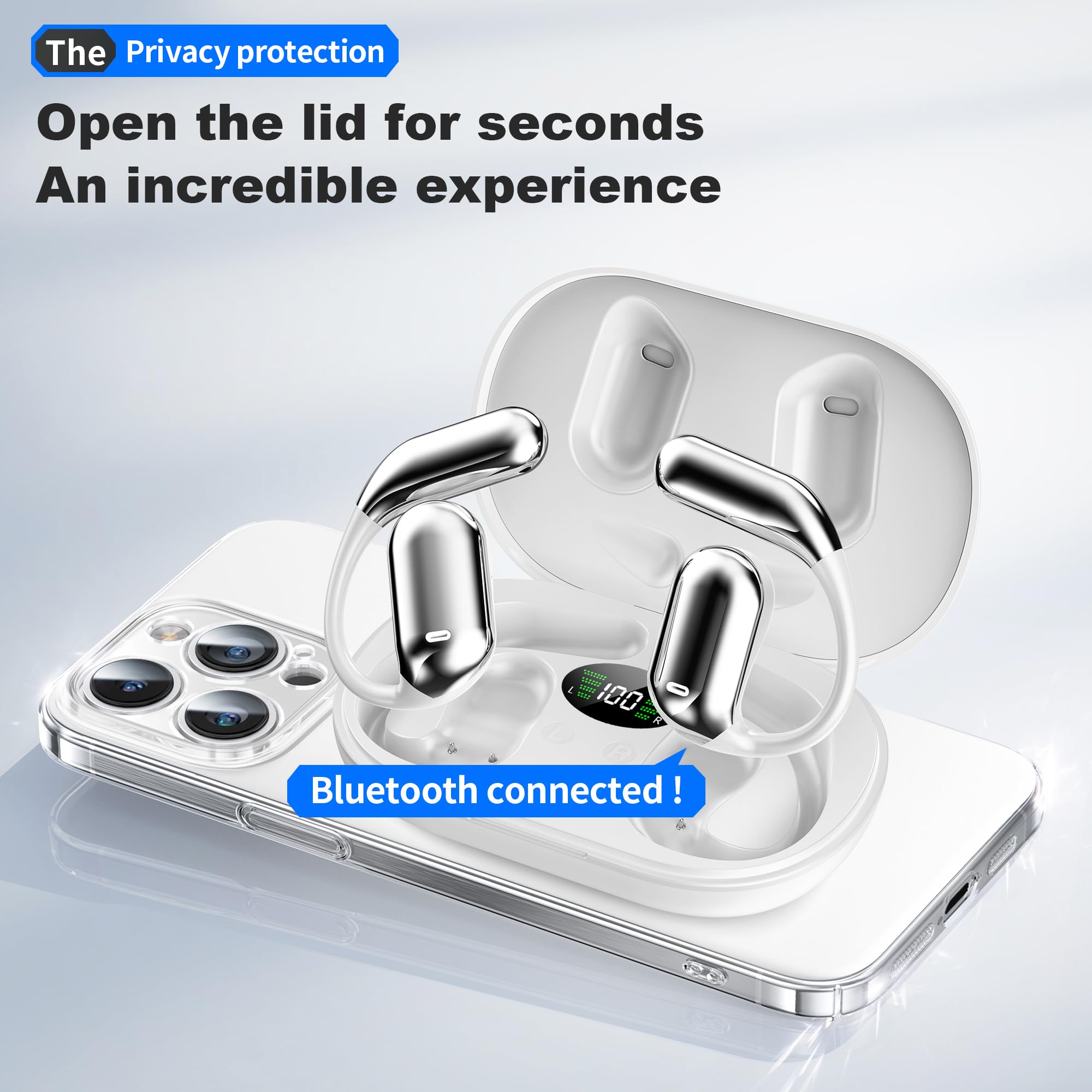 AI Translator Earbuds with 144 Languages & Accents - Wireless Bluetooth Earbuds with Real-Time Translation for Travel, Business Meetings & Language Learning - 3-in-1 Smart Earbuds for Calls, Music & Translation (White)