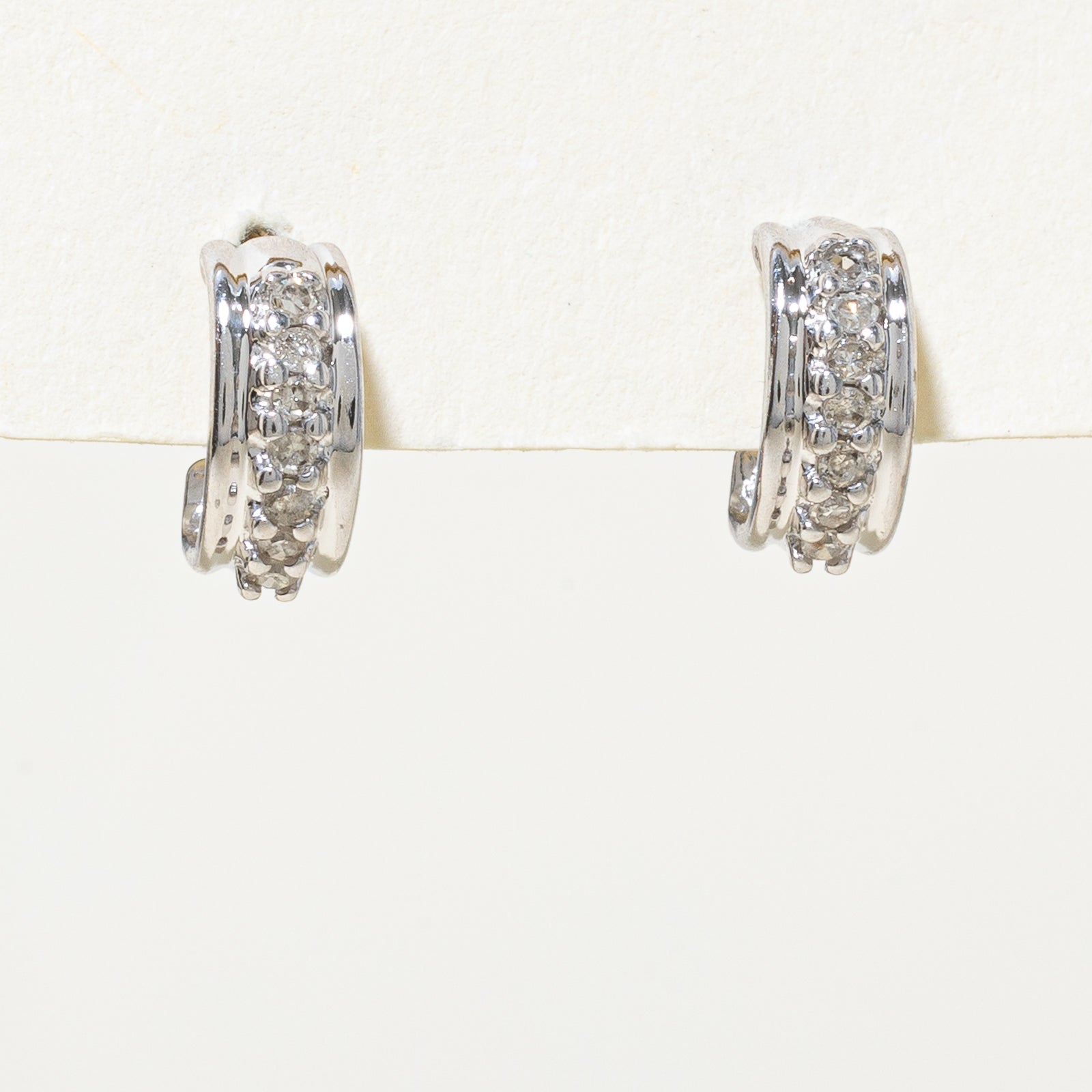 10K White Gold Diamond Huggie Earrings - 0.10ctw Stud Earrings for Women | Perfect for Everyday Wear, Date Night & Special Occasions