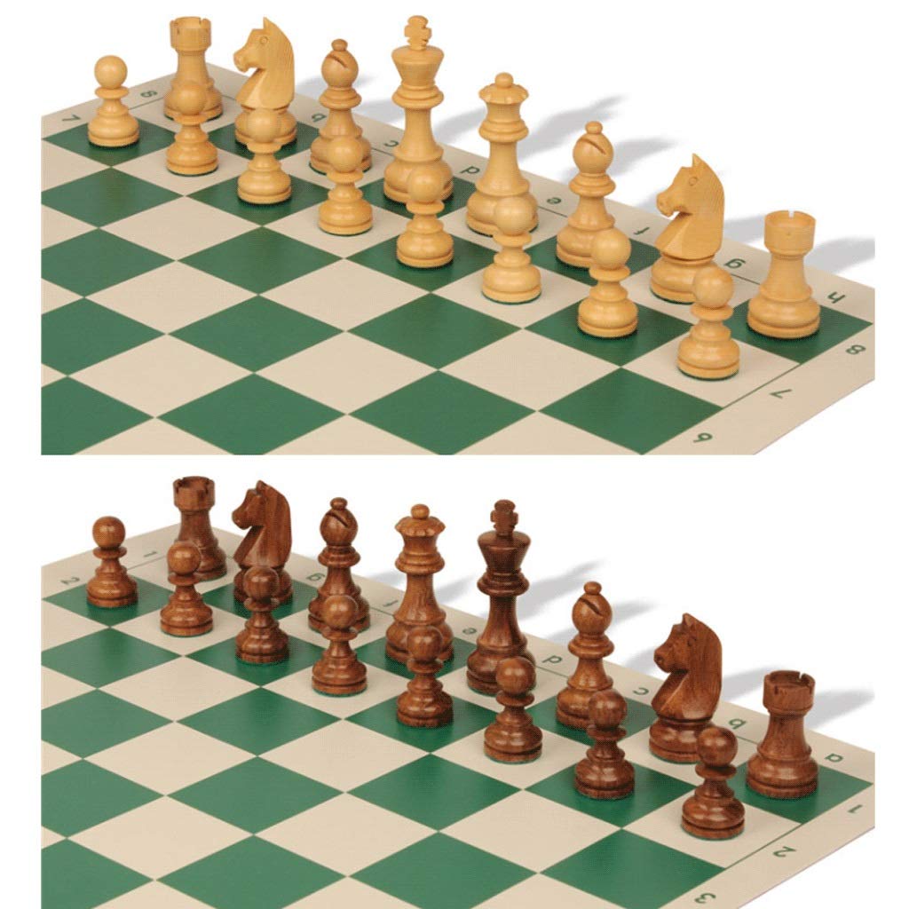 WPBOY Professional Tournament Chess Set - Solid Wood Chess Pieces with Leather Chess Board & Travel Backpack - Portable for Travel, Office, and Home Games (Black)