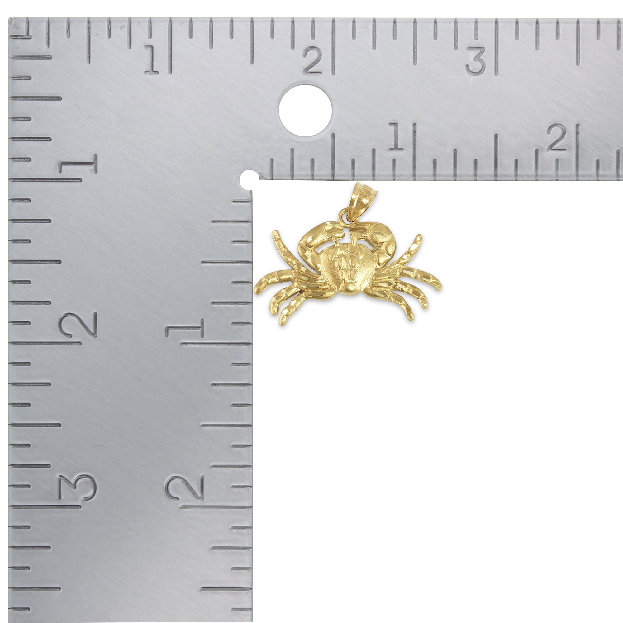 14K Yellow Gold Crab Charm with Diamond Cuts - Perfect for Beach Vacations, Summer Jewelry Gifts & Ocean-Themed Accessories