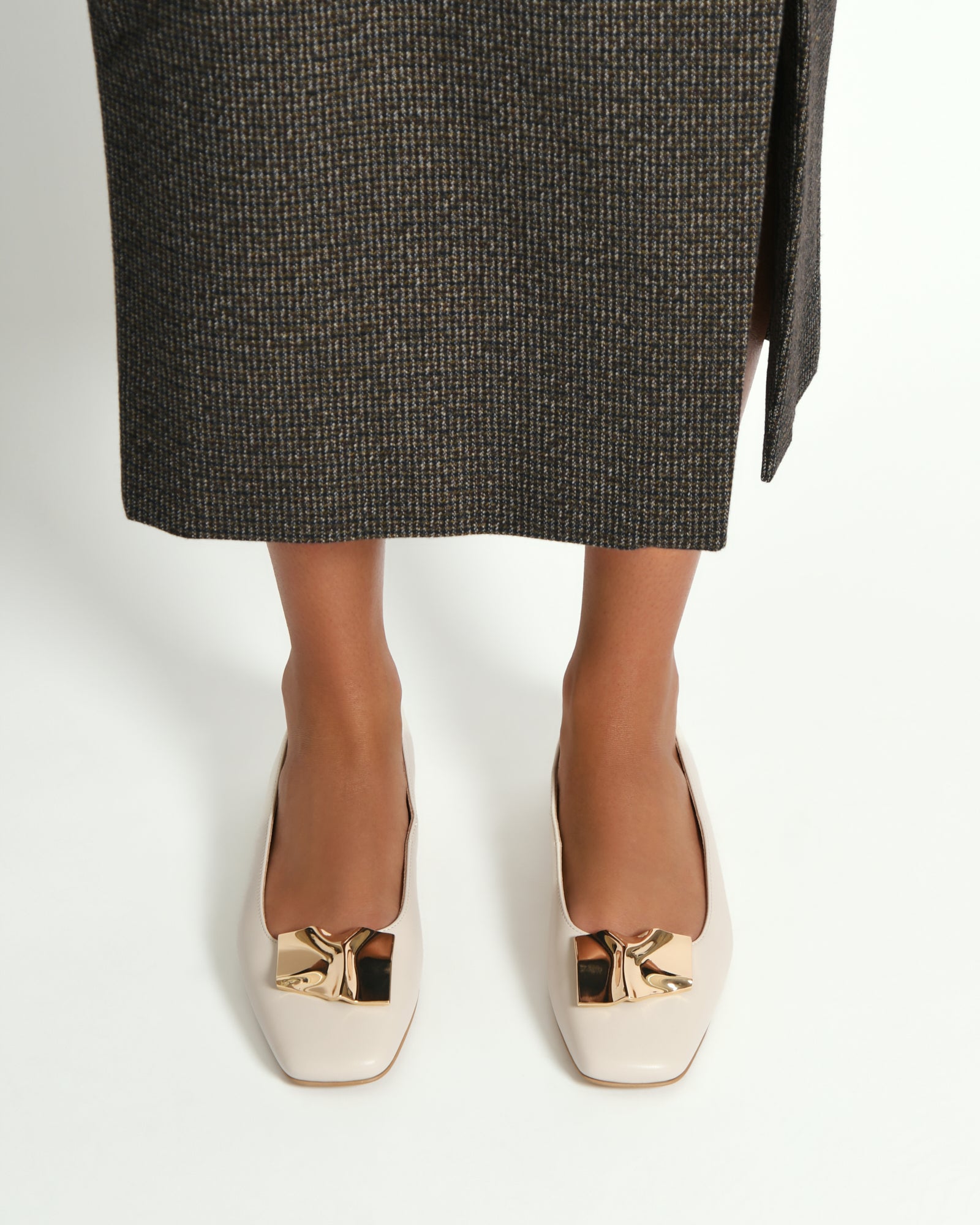 SONNY DRESS FLATS OFF WHITE LEATHER - Women's Comfortable Ballet Shoes for Work, Wedding & Everyday Wear