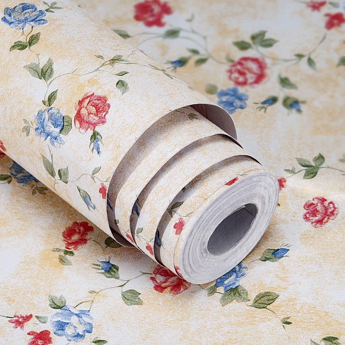 Rose Floral Contact Paper - Self Adhesive Shelf Liner for Kitchen Cabinets, Drawers & Furniture (17.7