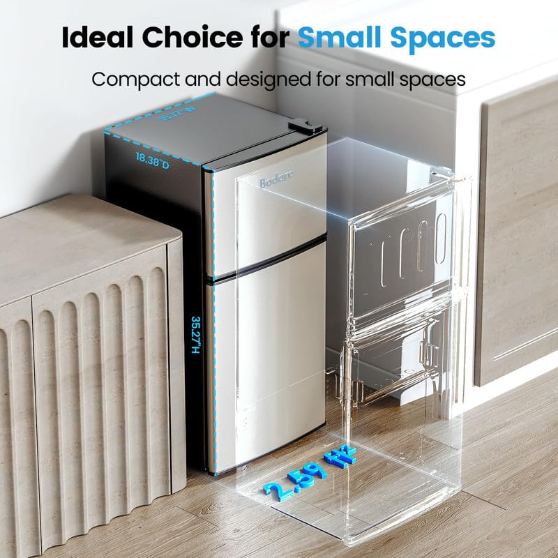 3.2 Cu.Ft Mini Fridge with Freezer - Compact 2-Door Small Refrigerator for Bedroom, Dorm, Office & Apartment - Perfect for Snacks, Drinks & Personal Food Storage