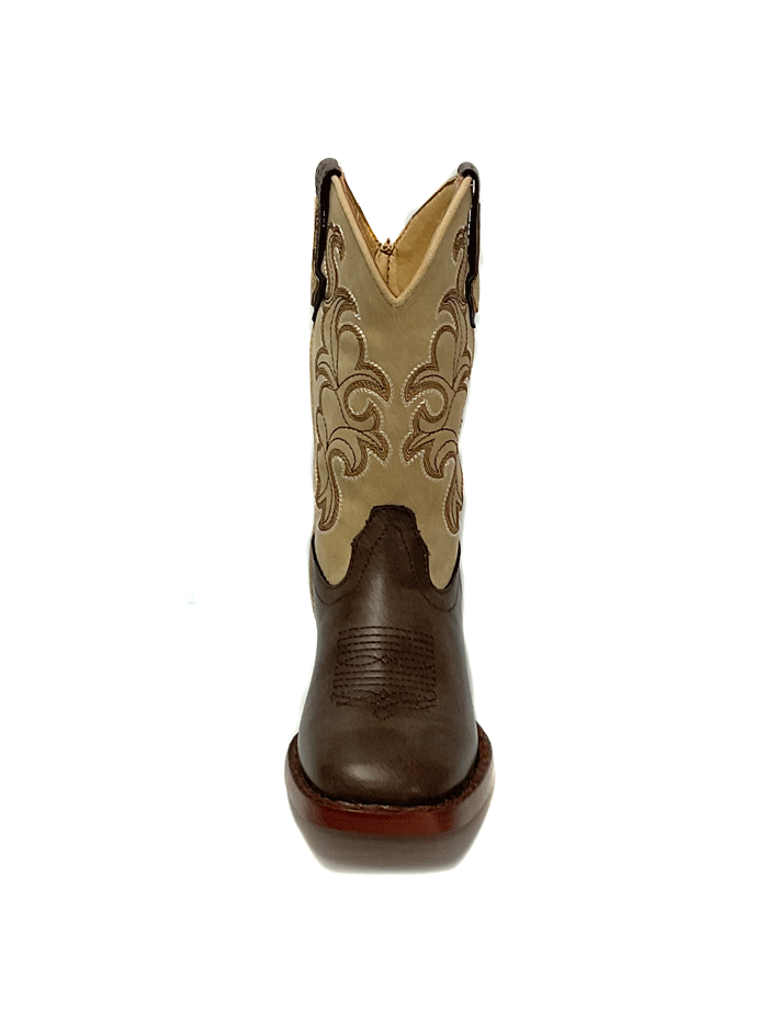 Roper 3089 Kids Blaze Square Toe Boots - Tan & Brown Western Cowboy Boots for Boys & Girls - Perfect for Rodeo, Horse Riding & Outdoor Adventures