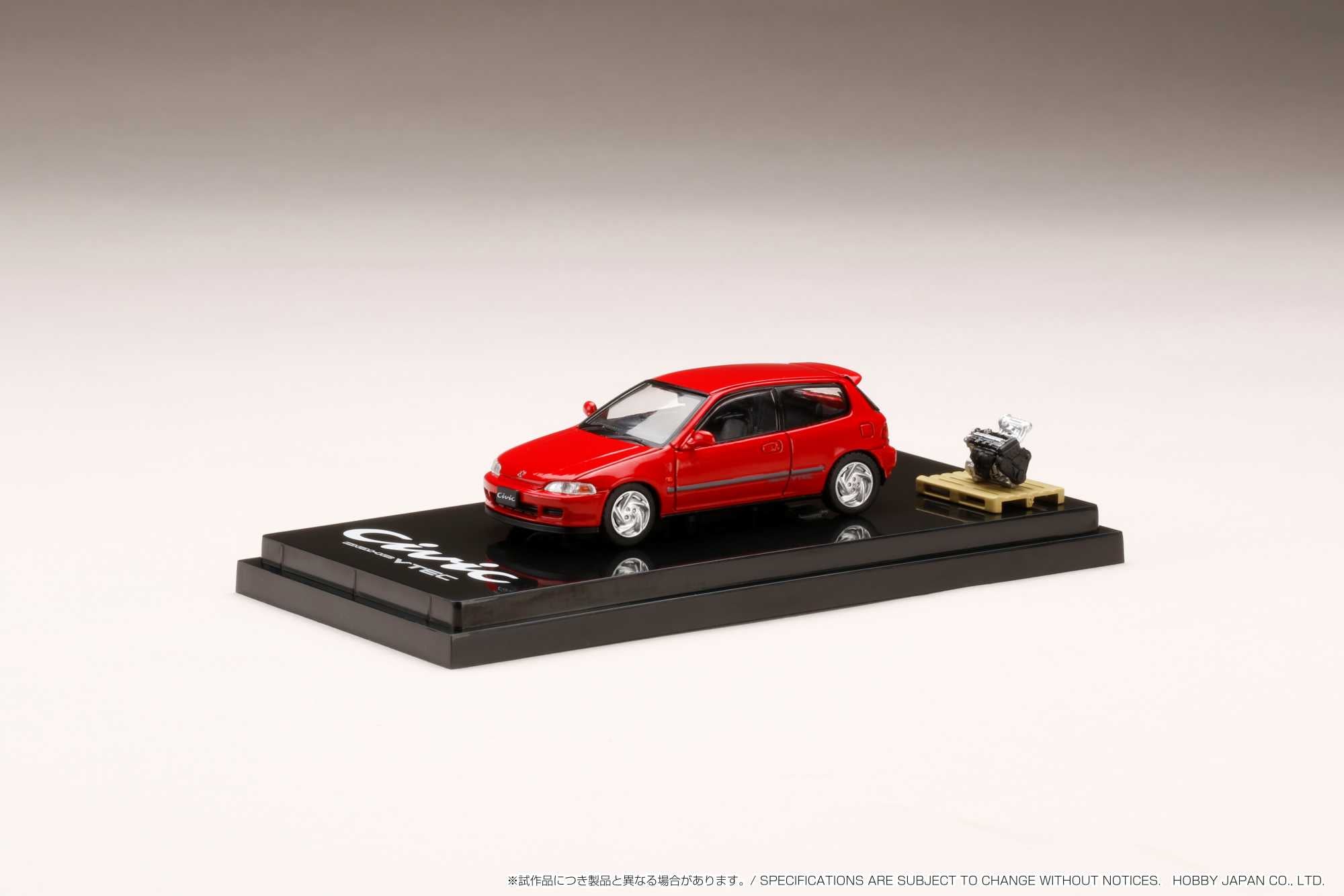 1:64 Honda Civic (EG6) SiR II Milano Red Diecast Model Car with Detailed Engine - Collectible Toy for Car Enthusiasts, Perfect for Display & Gifts