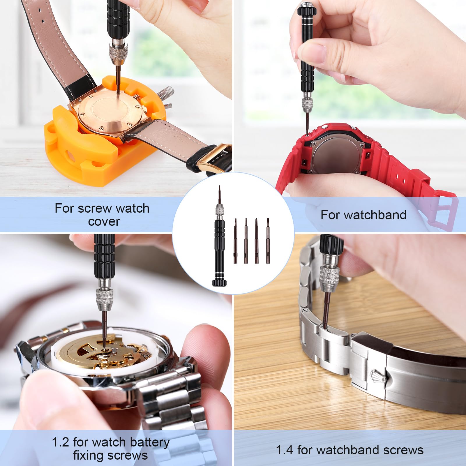 JOREST Professional Watch Battery Replacement Kit - Watch Repair Screwdriver Set with Spring Bar Tool, Case Opener & Back Remover - Essential Watch Band Replacement Tools for DIY Watch Repair at Home or Jewelry Shop