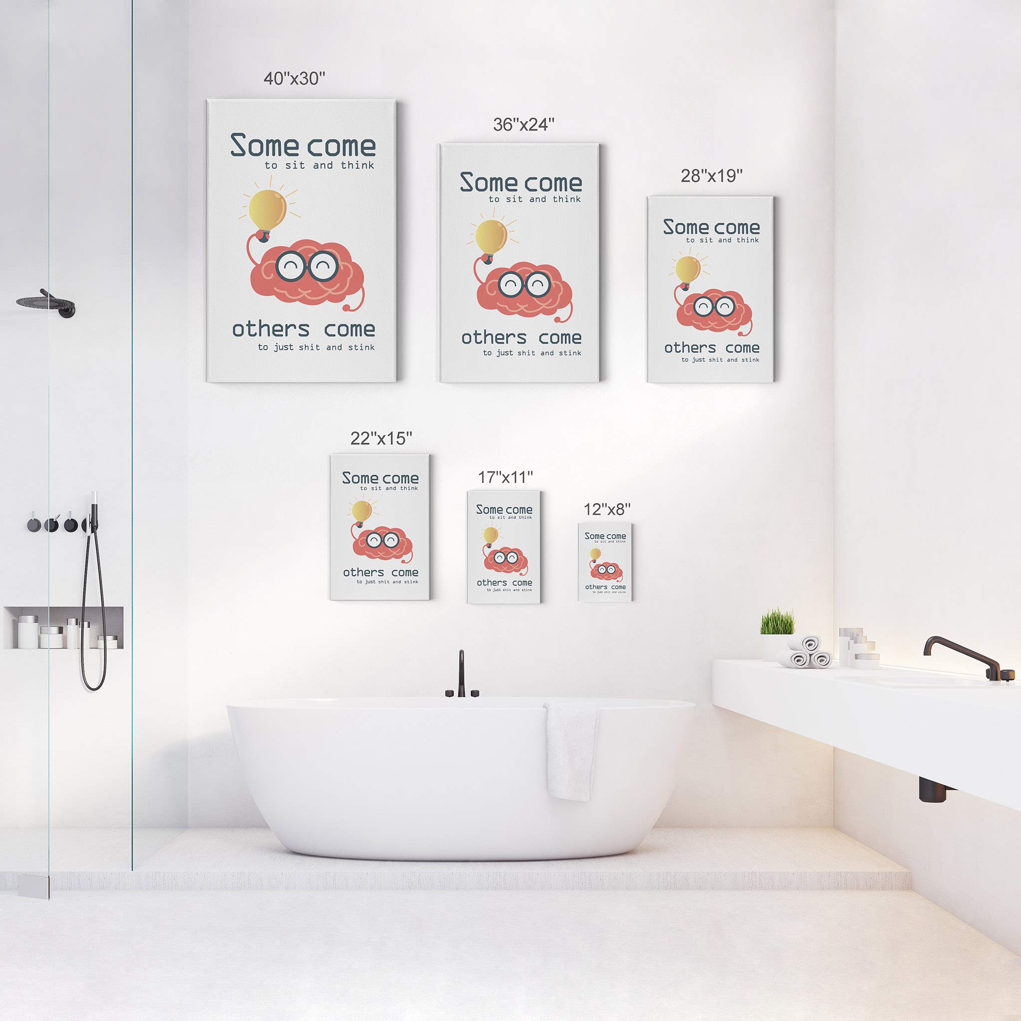 Funny Bathroom Wall Art - 'Some Come to Sit and Think Others Come to Just Shit and Stink' Quote Canvas Print - Ready to Hang Toilet Decor Sign (36x24 Inches) - Perfect for Powder Rooms, Guest Bathrooms & Home Humor - Made in USA