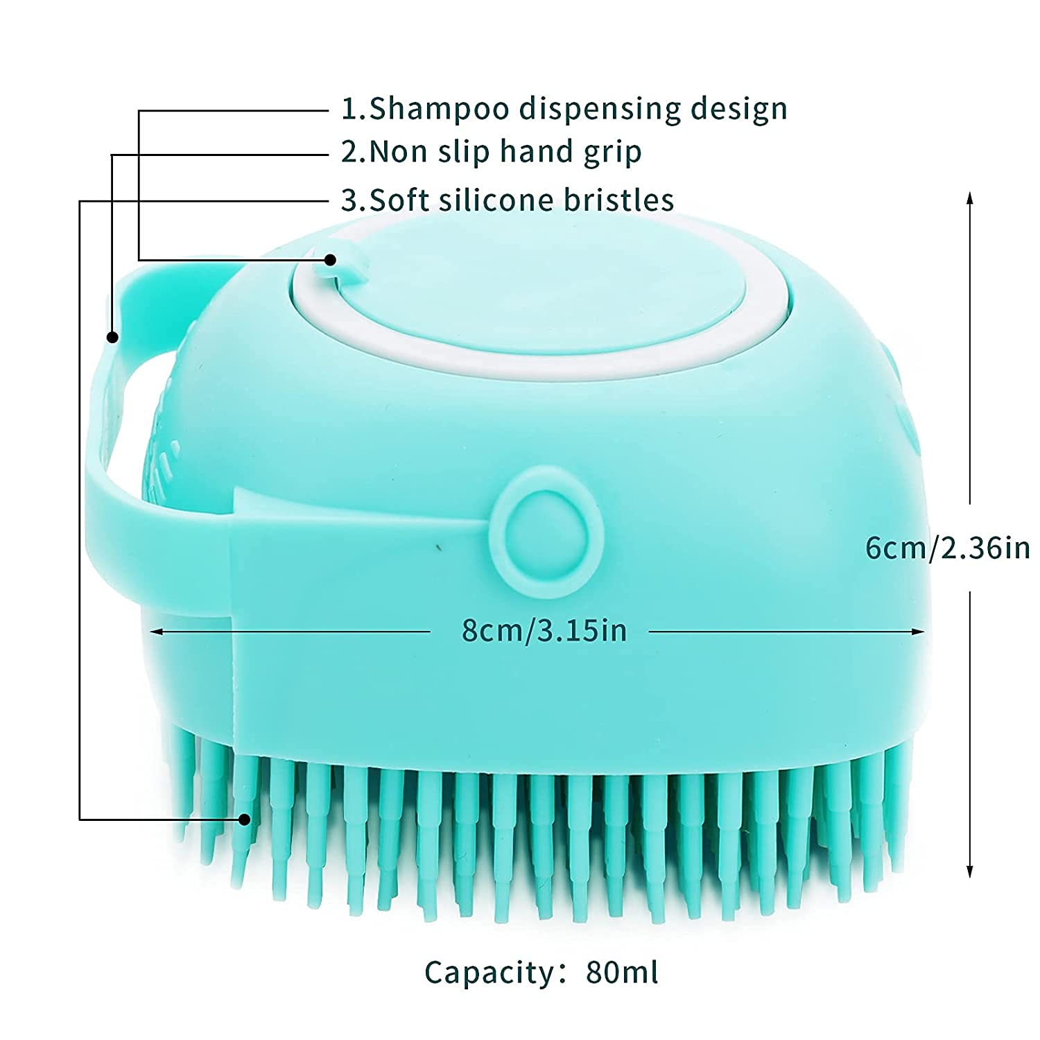 Zlda Silicone Body Brush with Shampoo Dispenser - Soft Bath Brush for Exfoliating & Massage - Shower Accessories for Spa, Dry Brushing & Sensitive Skin Care (Multicolor)