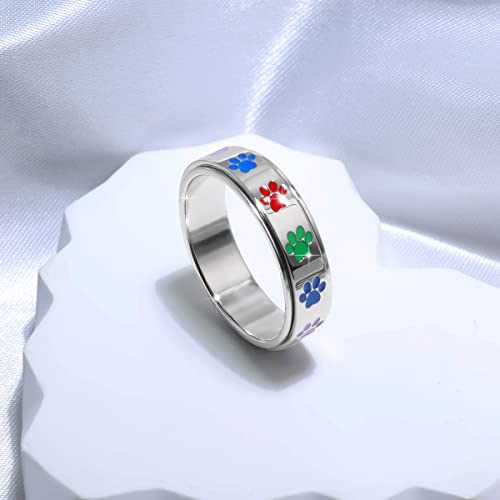 Dog Paw Spinner Ring-Silver