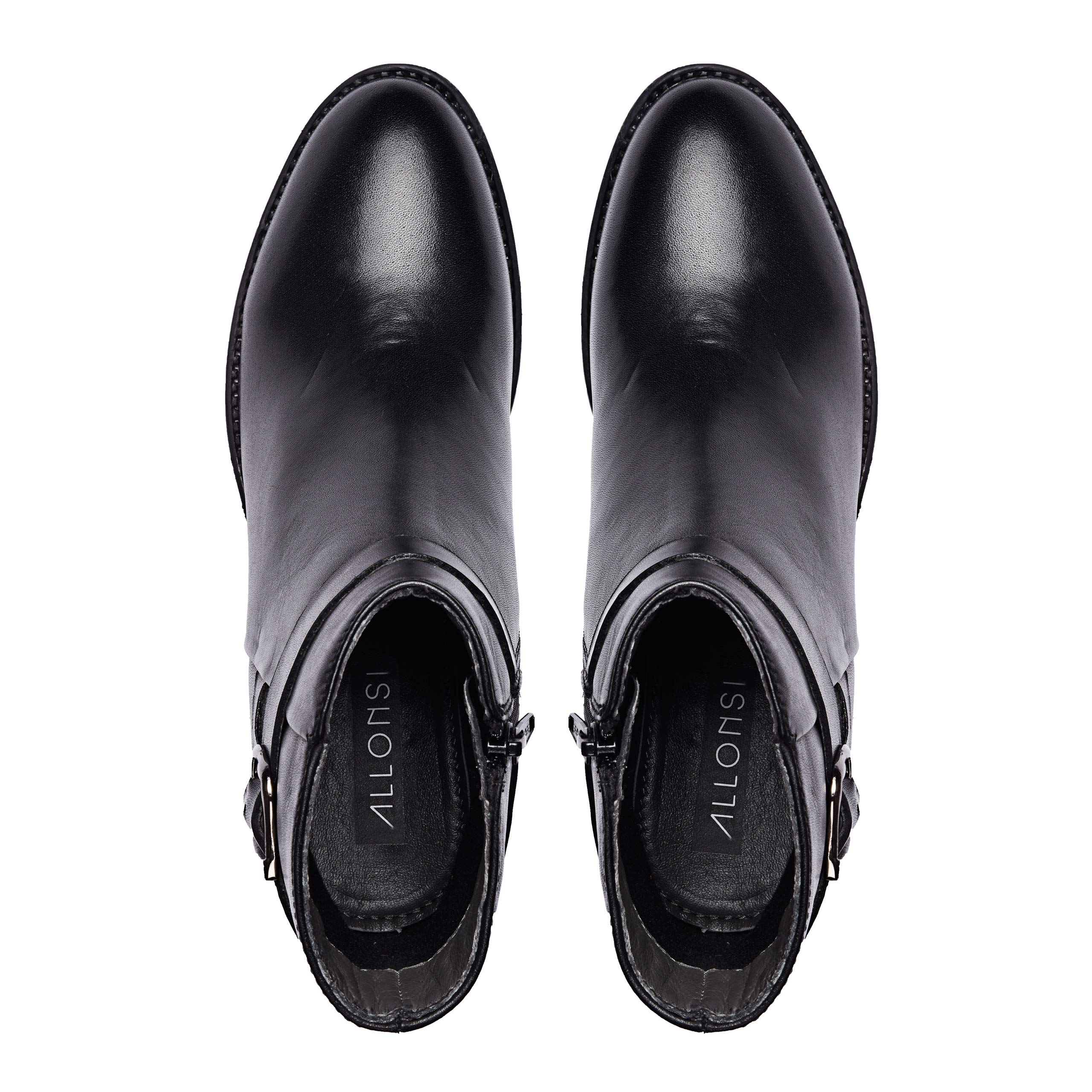 Genuine Leather Women's Ankle Booties with Block Heel & Zip Closure - Comfortable Mid-Heel Boots with TPR Sole for Work, Office & Casual Outfits