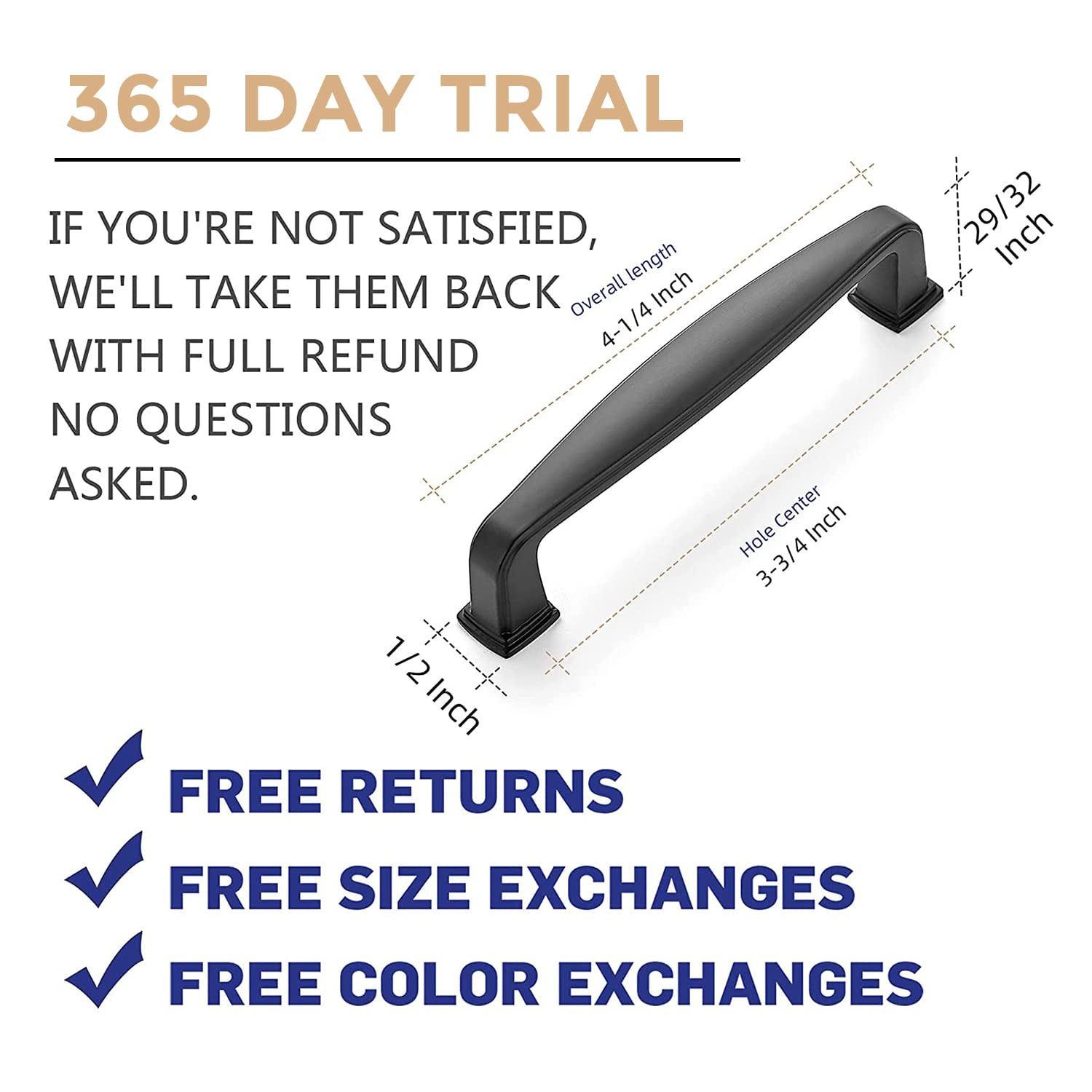 Ravinte 35 Pack 3-3/4 Inch Matte Black Cabinet Handles - Solid Kitchen Cabinet Pulls & Drawer Handles for Modern Home, Office, and RV Cabinets - Durable Cabinet Hardware for Easy Installation and Stylish Upgrade