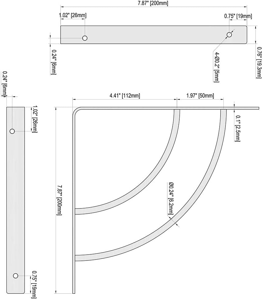 8 Inch Decorative Shelf Brackets - 2 Pack White Metal Wall Mounted Shelving Supports for Floating Shelves, DIY Home & Kitchen Organization - Includes Screws | HOME MASTER HARDWARE | Perfect for Displaying Books, Plants & Decor in Living Room, Bedroom or Office