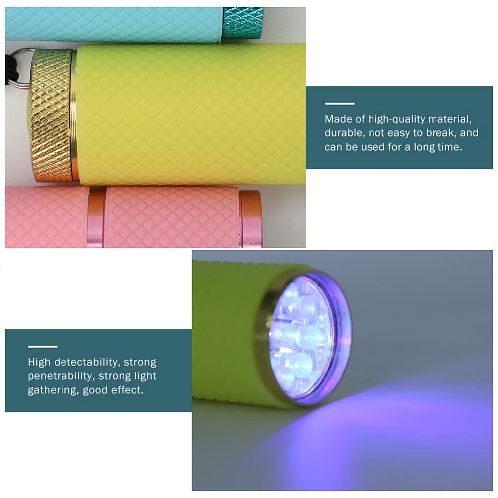 Wowobjects® 4Pcs Mini LED Flashlight UV Lamp - Portable Nail Polish Dryer with 9 LED Lights - Small Glow Flashlight for Gel Manicure, Nail Art, Home Emergency & Outdoor Camping