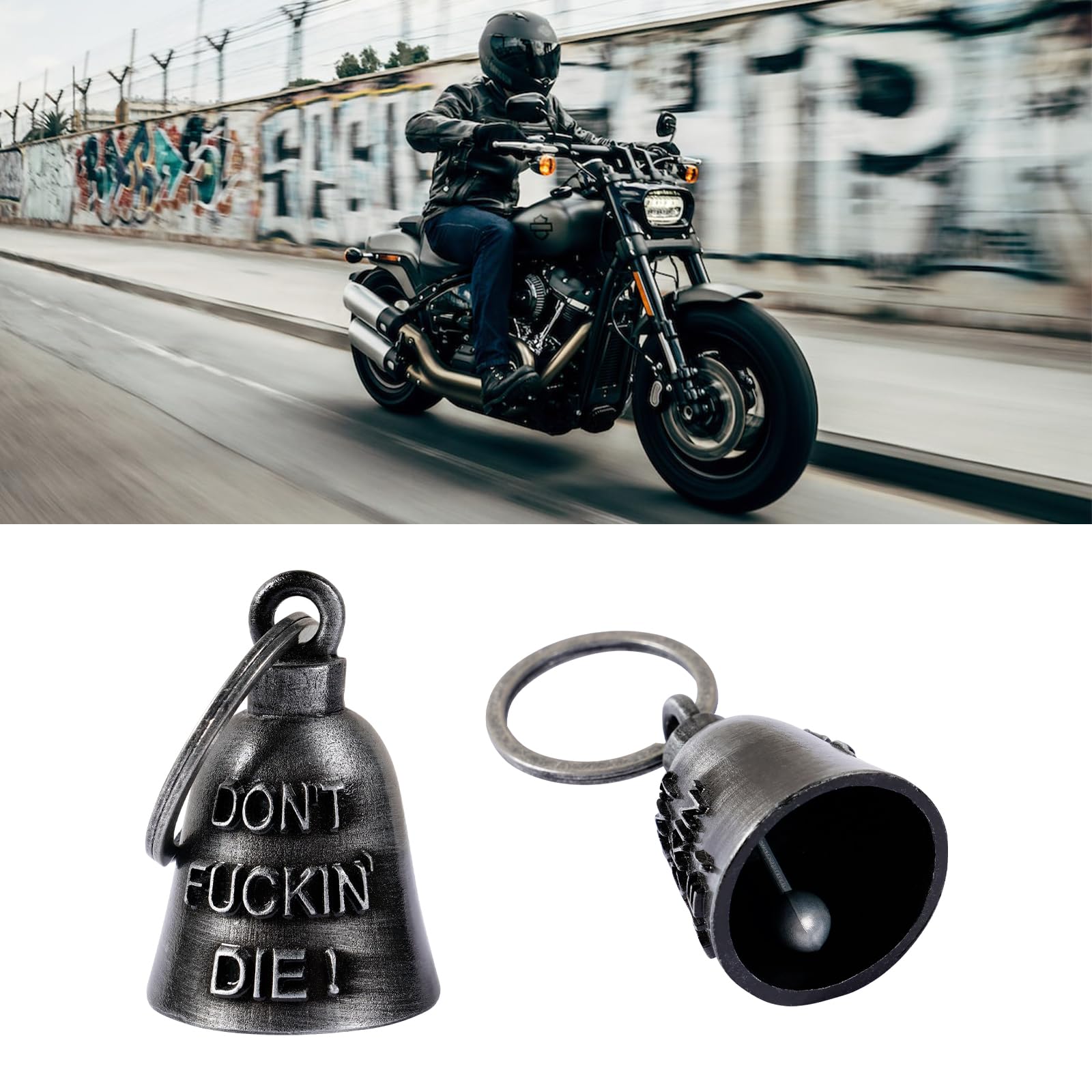 Lucky Motorcycle Bells - Guardian Riding Bells with Hanger for Bikers | Keychain & Bike Accessory for Safe Rides