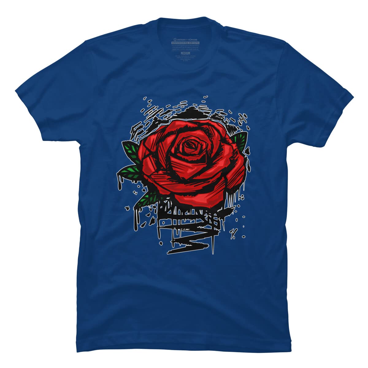 Design By Humans Men's Rugged Rose Graphic T-Shirt by Adamzworld - Soft Cotton Tee for Casual Wear & Street Style Outfits