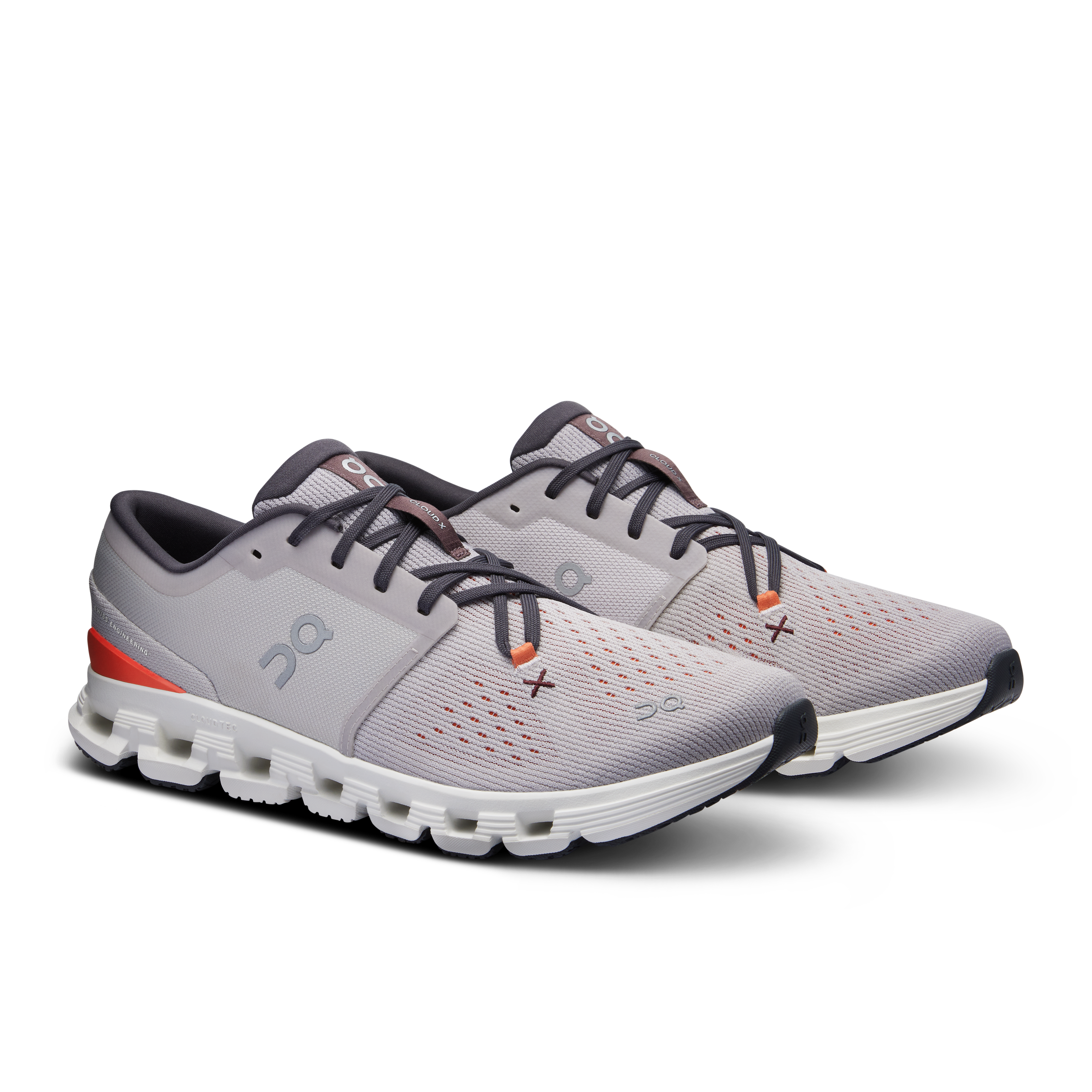 On Running Men's Cloud X 4 Running Shoes - Lightweight & Breathable Silver/Flame Color for Jogging, Gym Workouts & Daily Wear