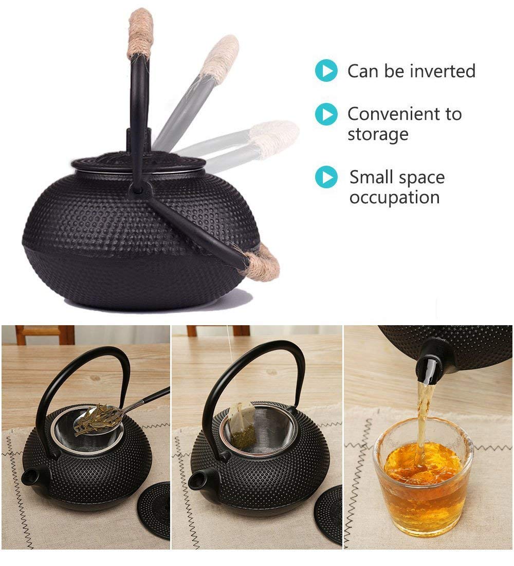 Premium Cast Iron Teapot with Stainless Steel Infuser - 800ml/27oz Japanese Style Iron Tea Kettle for Loose Leaf Tea & Tea Bags - Stovetop Safe for Gas/Electric - Perfect for Home, Office & Tea Ceremonies